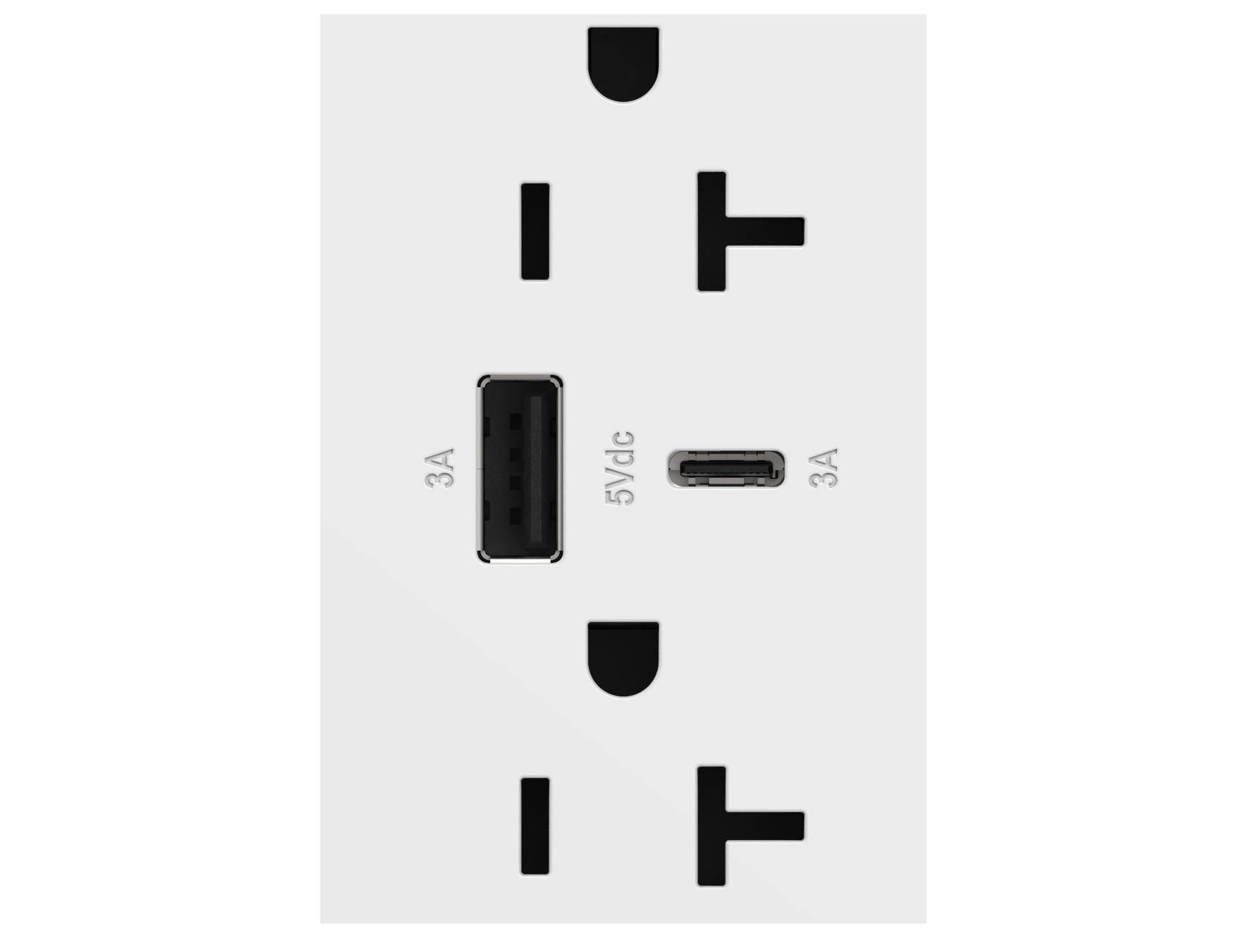 Legrand Adorne White Tamper-Resistant Ultra-Fast USB Type-A/C Outlet