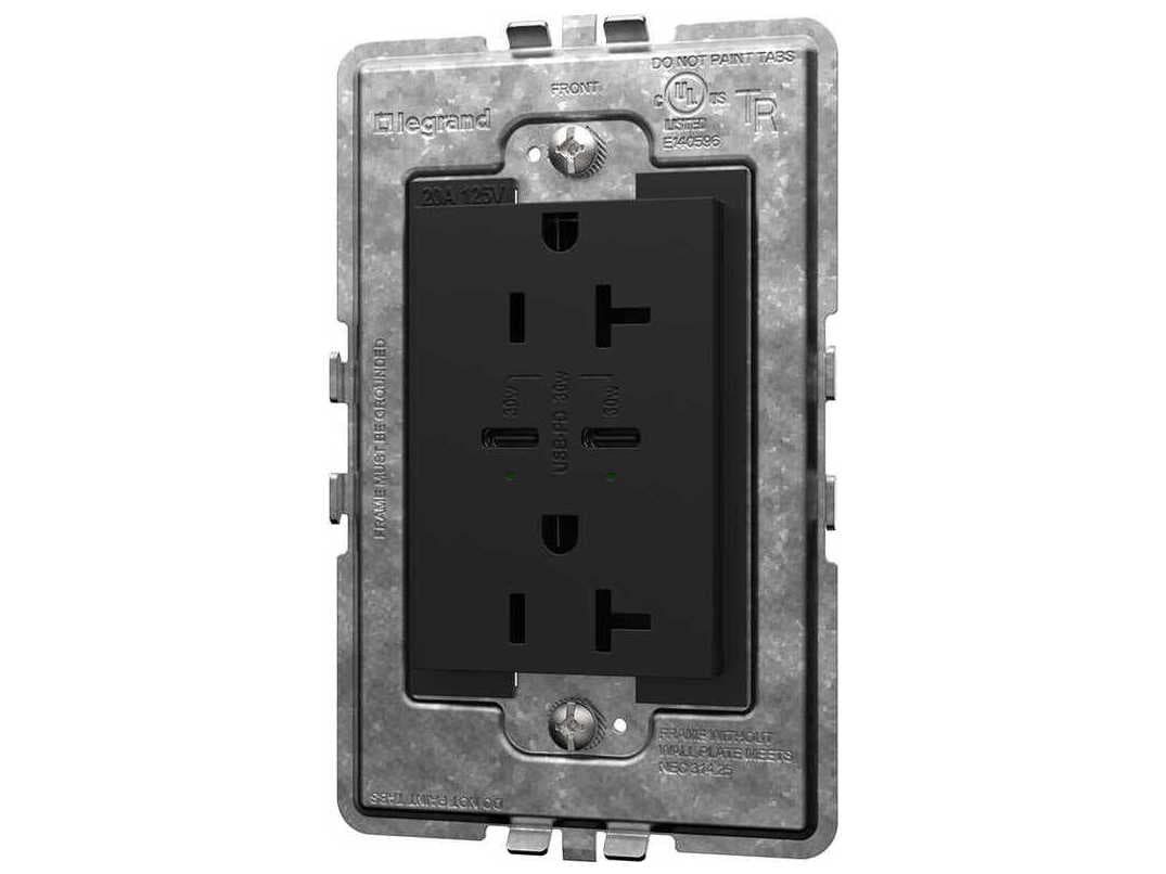 Legrand Adorne Graphite Tamper-Resistant Ultra-Fast Plus Power Delivery USB Type-C/C Outlet