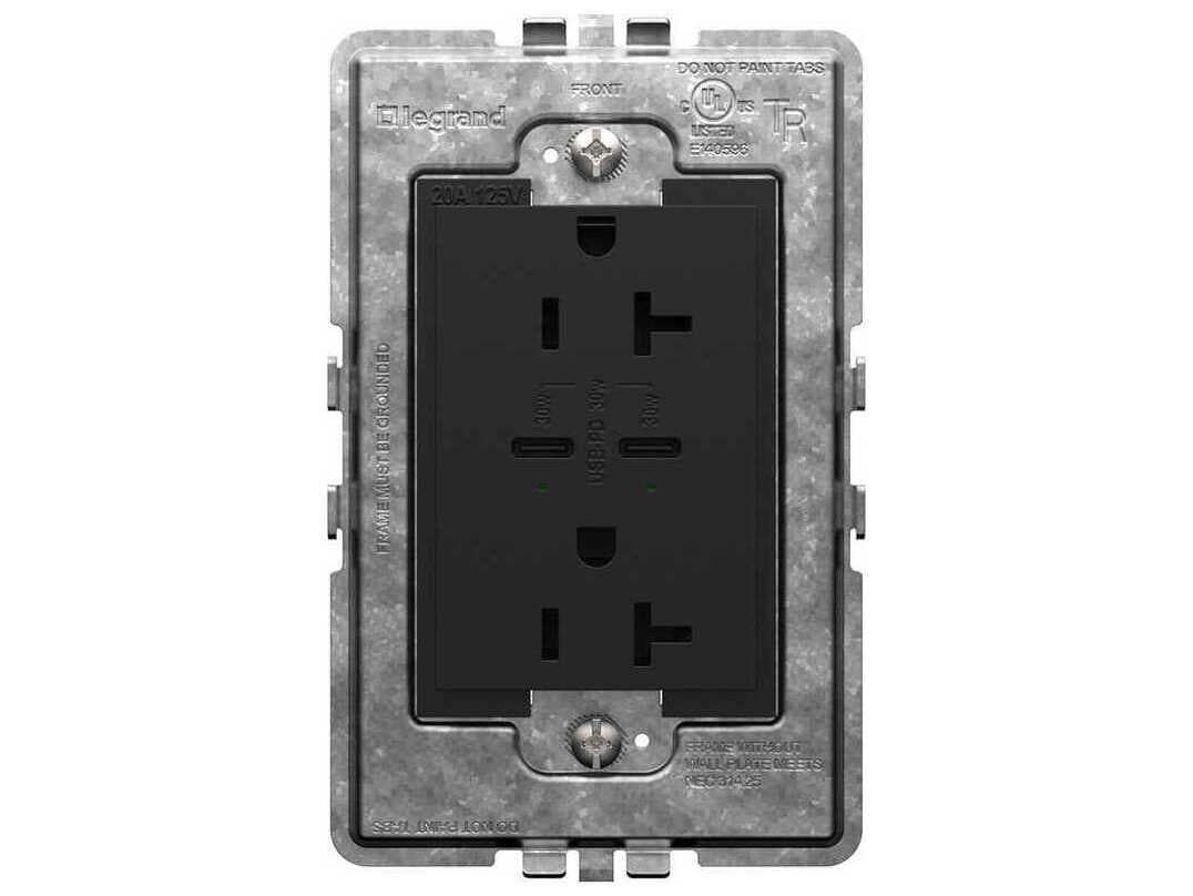 Legrand Adorne Graphite Tamper-Resistant Ultra-Fast Plus Power Delivery USB Type-C/C Outlet