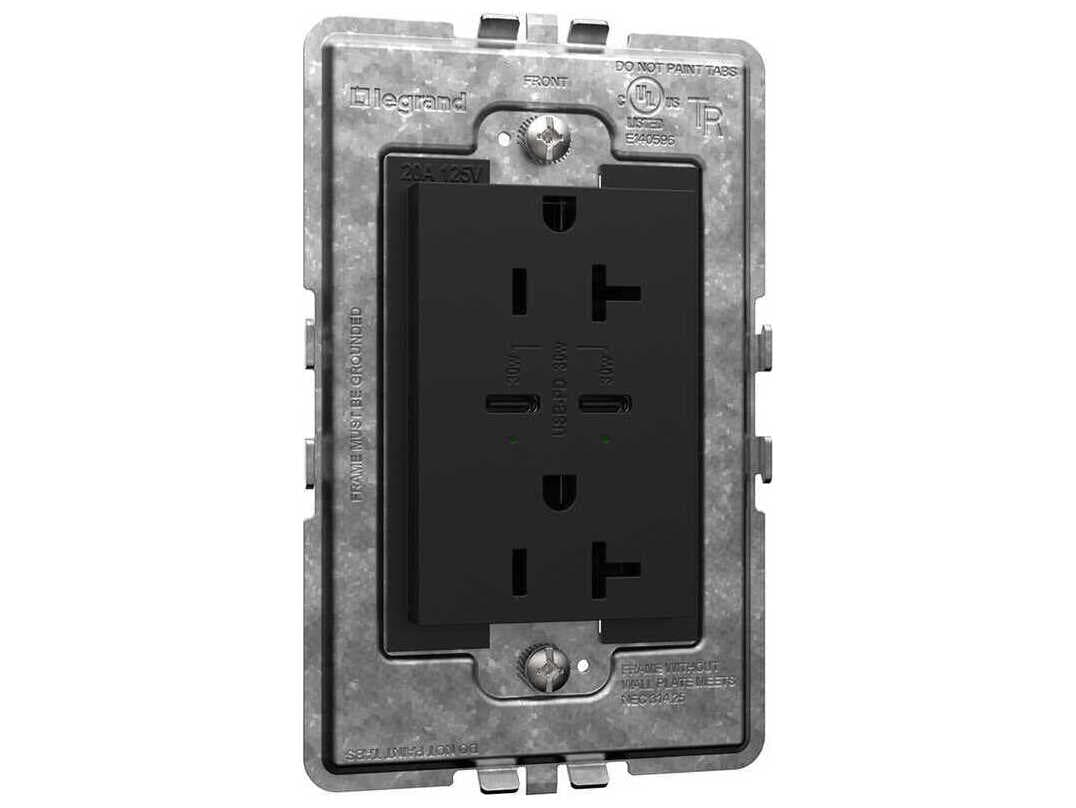 Legrand Adorne Graphite Tamper-Resistant Ultra-Fast Plus Power Delivery USB Type-C/C Outlet