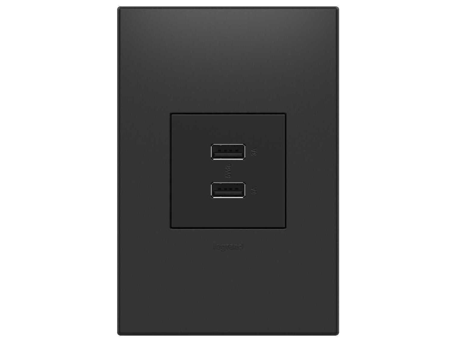 Legrand Adorne Graphite Ultra-Fast USB Type-A/A Outlet Module