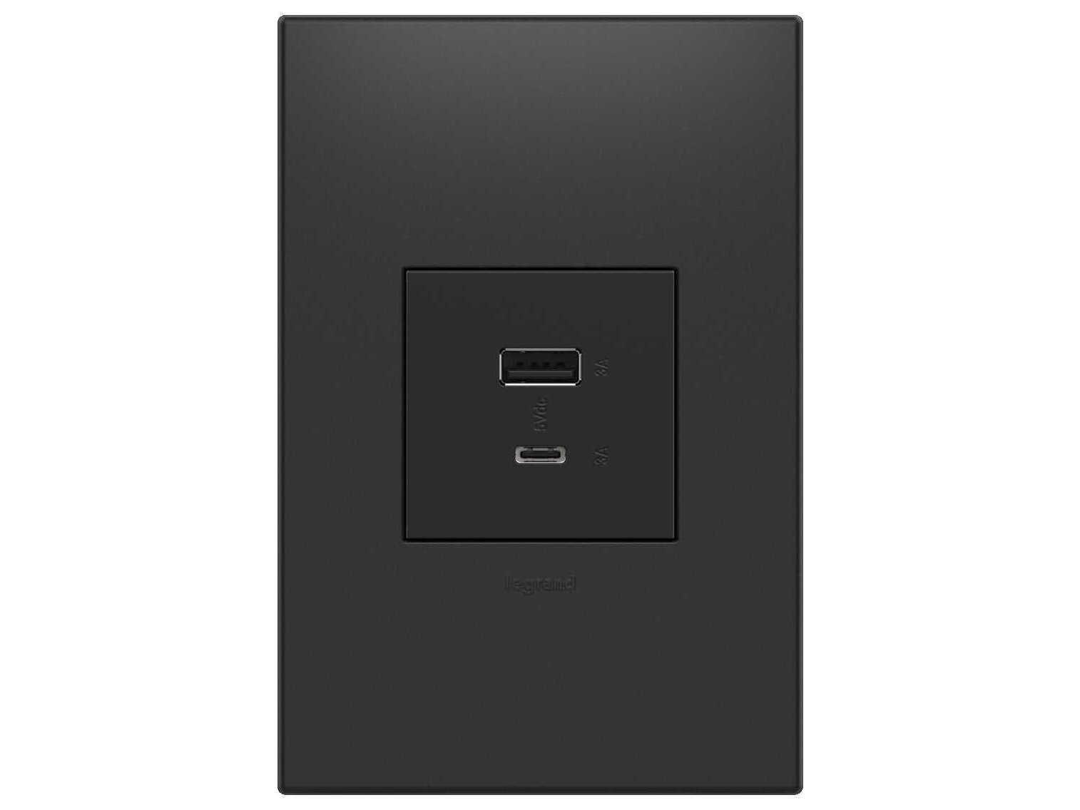 Legrand Adorne Graphite Ultra-Fast USB Type-A/C Outlet Module