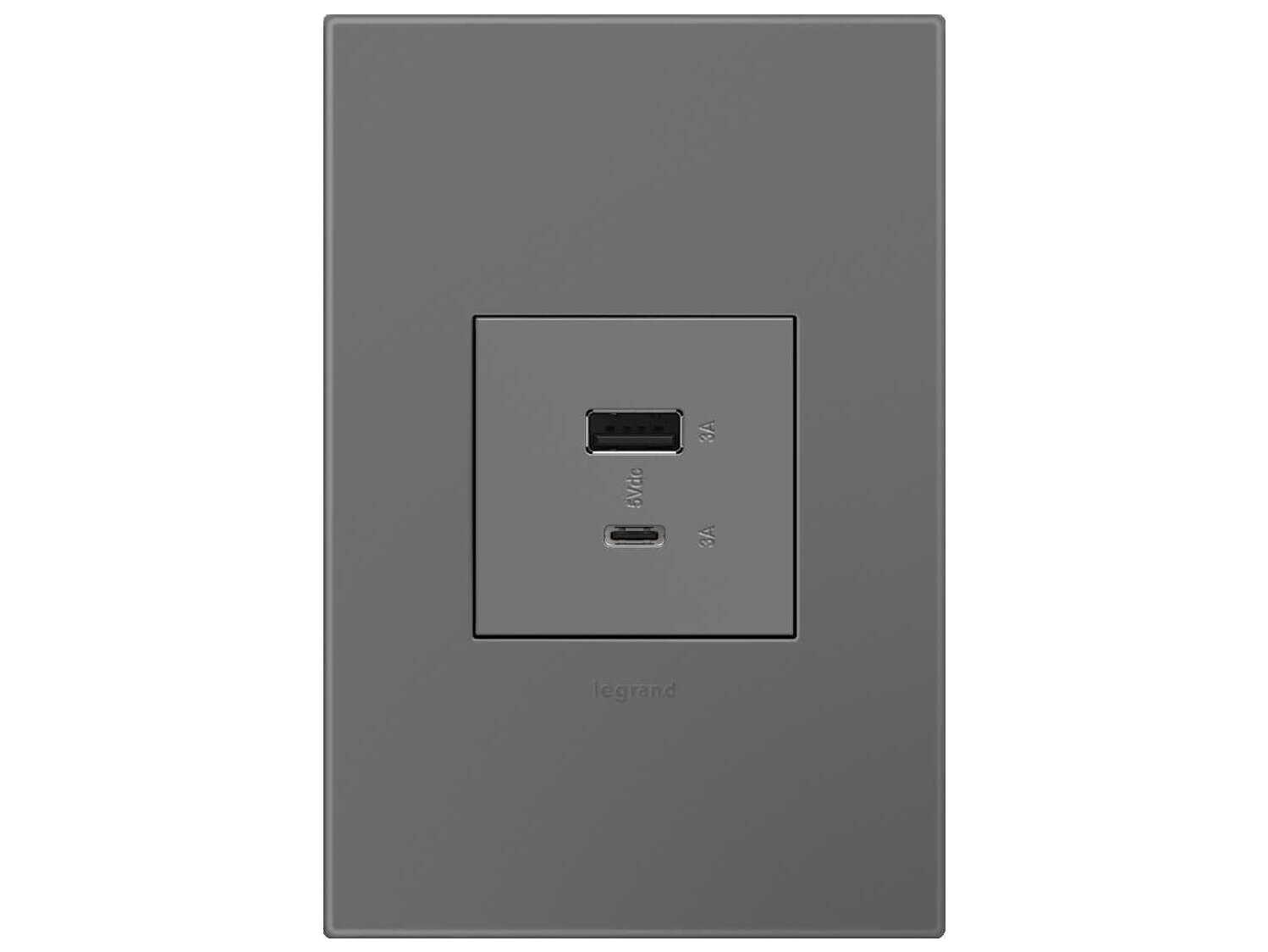 Legrand Adorne Magnesium  Ultra-Fast USB Type-A/C Outlet Module