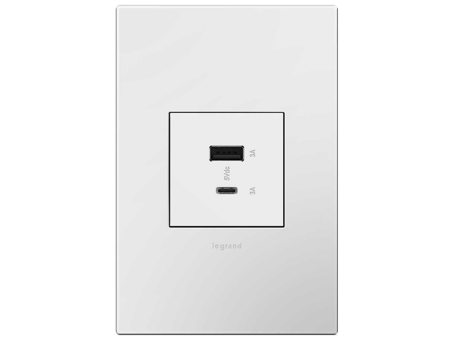 Legrand Adorne White Ultra-Fast USB Type-A/C Outlet Module