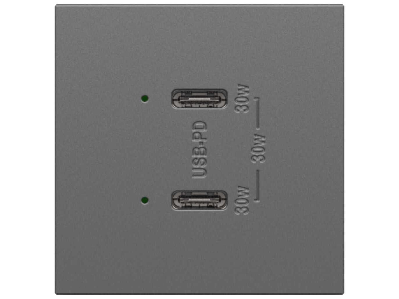 Legrand Adorne Magnesium Ultra-Fast Plus Power Delivery USB Type-C/C Outlet Module