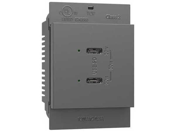 Legrand Adorne Magnesium Ultra-Fast Plus Power Delivery USB Type-C/C Outlet Module