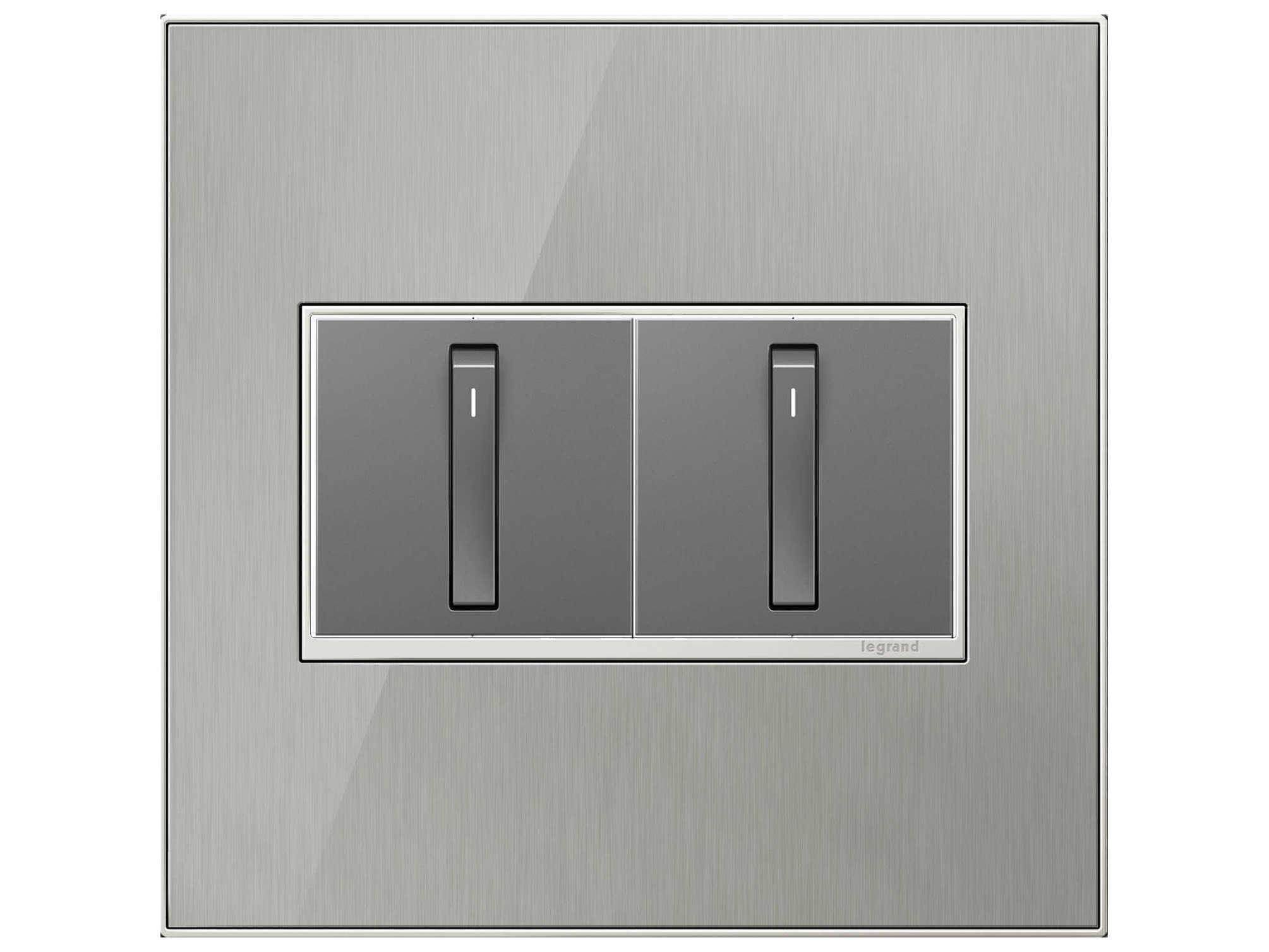 Legrand Real Materials Brushed Stainless Two-Gang Wall Plate