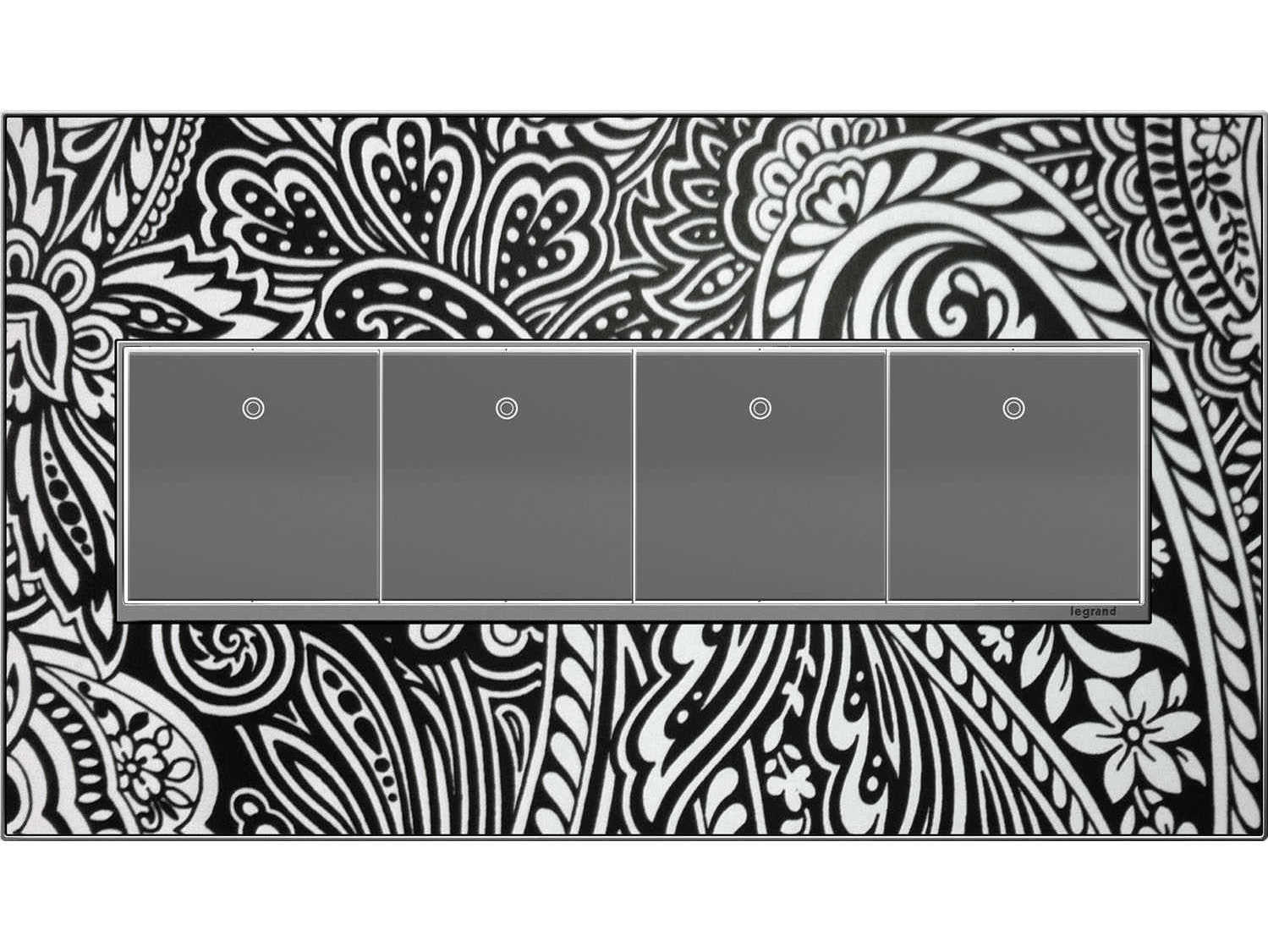 Legrand Real Materials Custom Four-Gang Wall Plate with Magnesium Trim