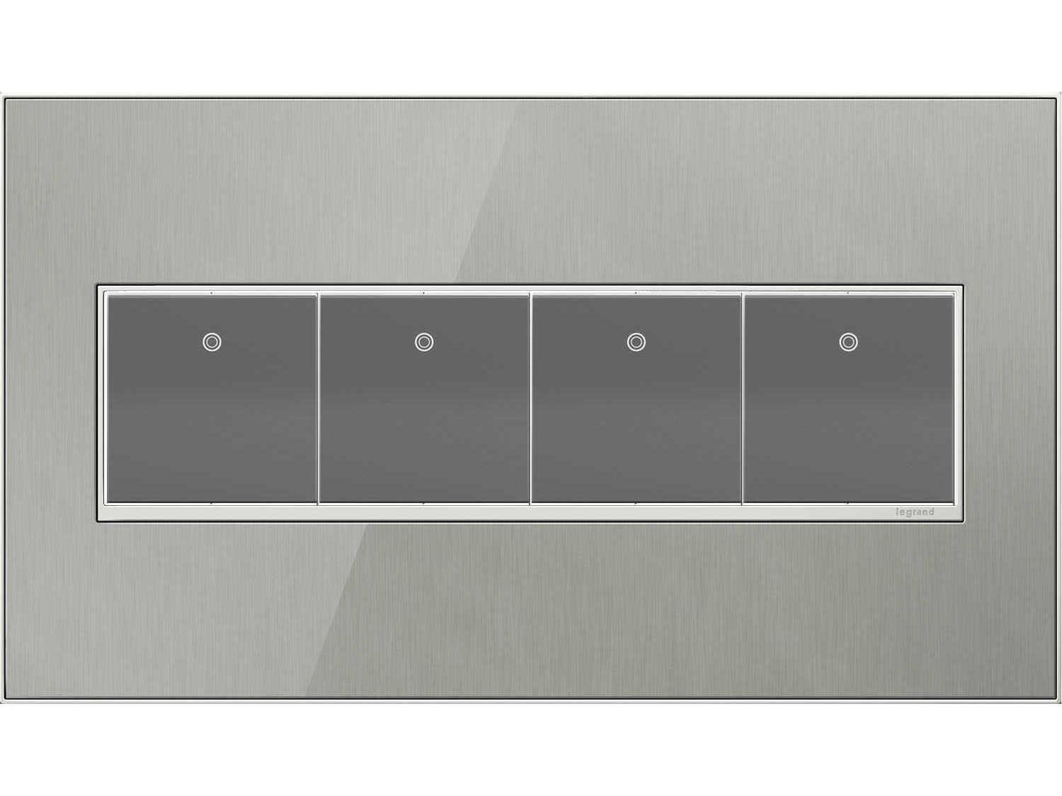 Legrand Real Materials Brushed Stainless Four-Gang Wall Plate