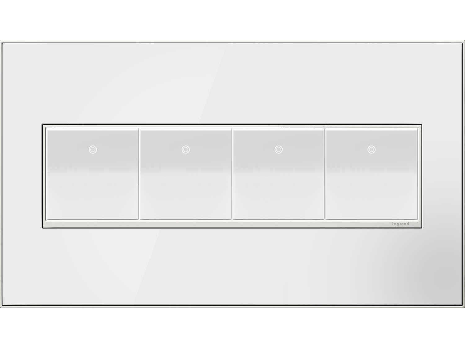 Legrand Real Materials Mirror White-on-White Four-Gang Wall Plate