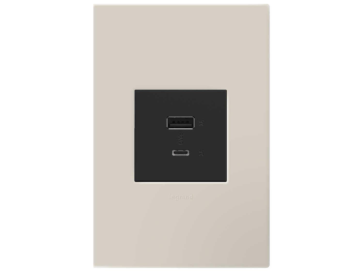 Legrand Plastics Oatmeal One-Gang-Plus Screwless Wall Plate with Microban