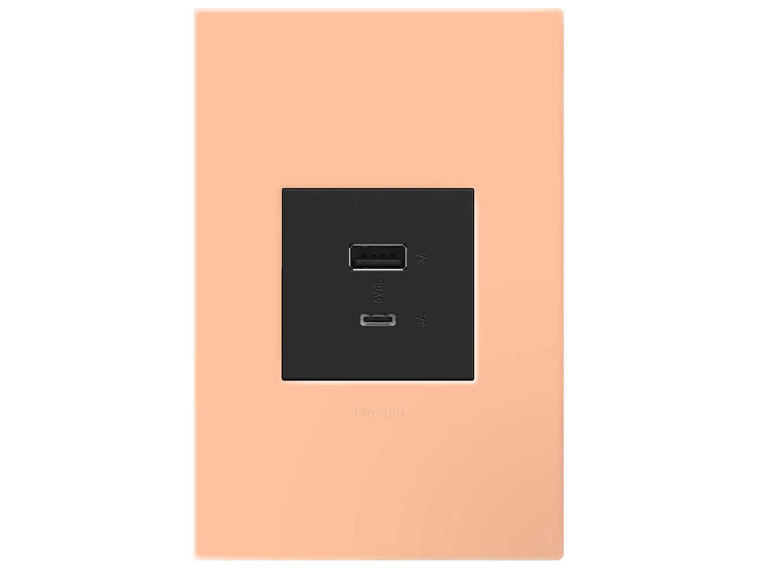 Legrand Plastics Peachy One-Gang-Plus Screwless Wall Plate with Microban