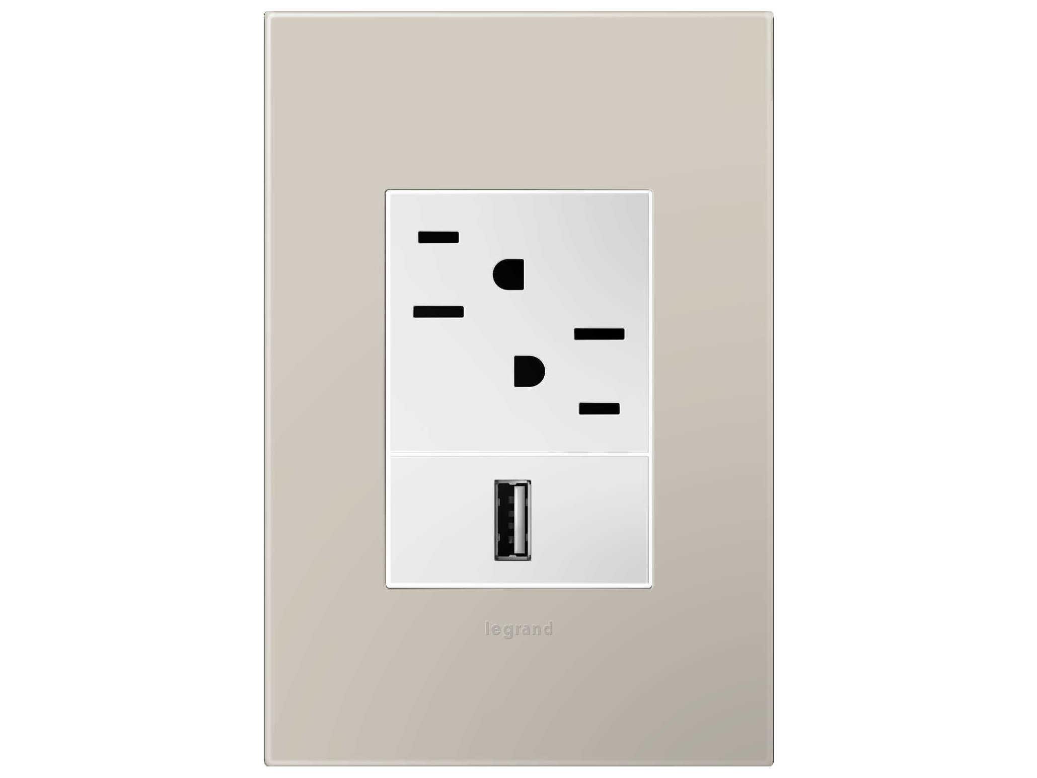 Legrand Plastics Greige One Gang and Wall Plate