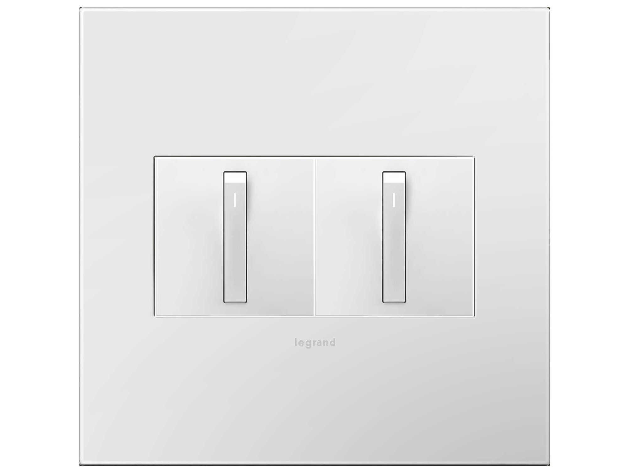 Legrand Plastics Gloss White-on-White Two-Gang Wall Plate
