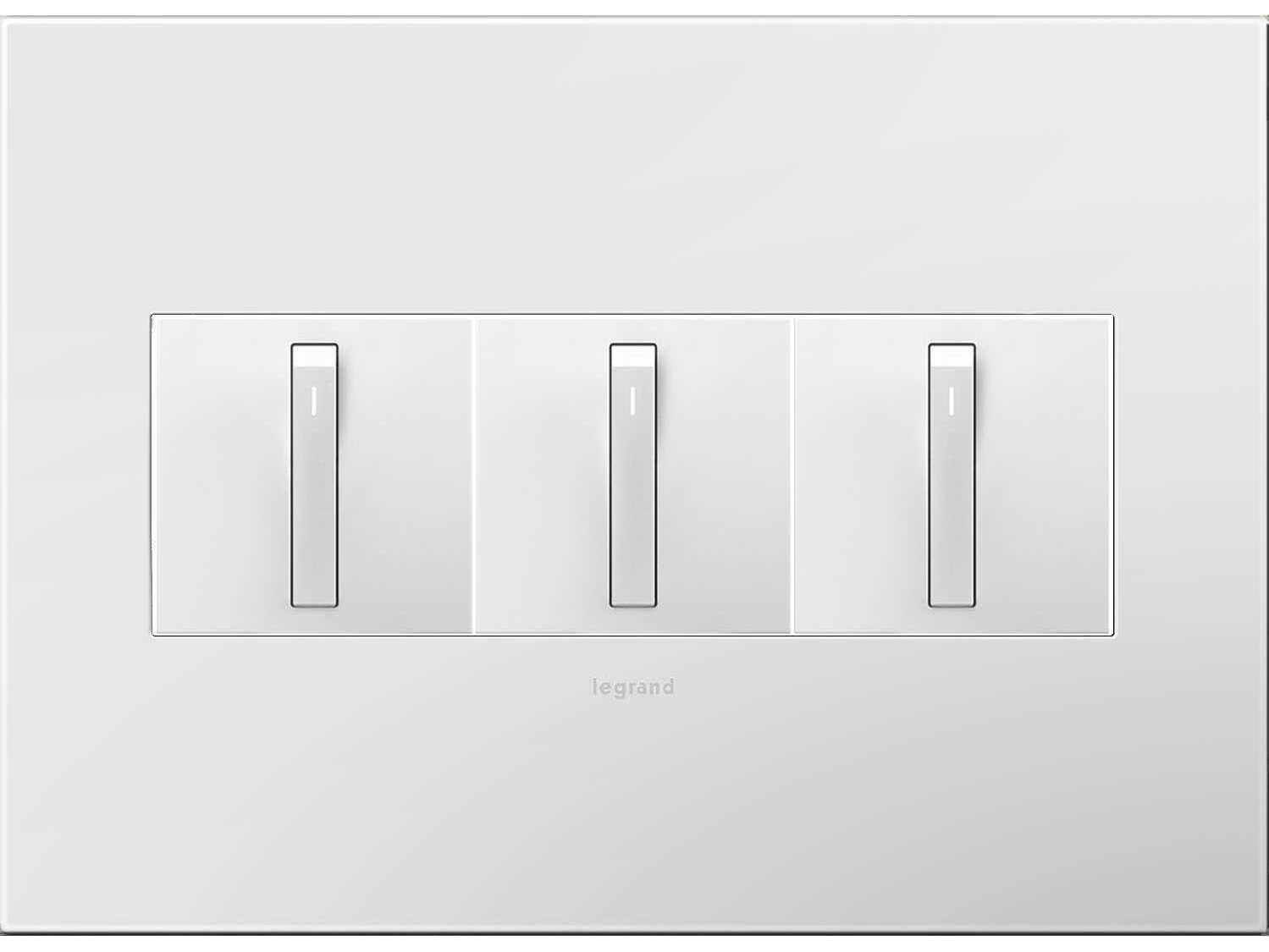 Legrand Plastics Gloss White-on-White Three-Gang Wall Plate