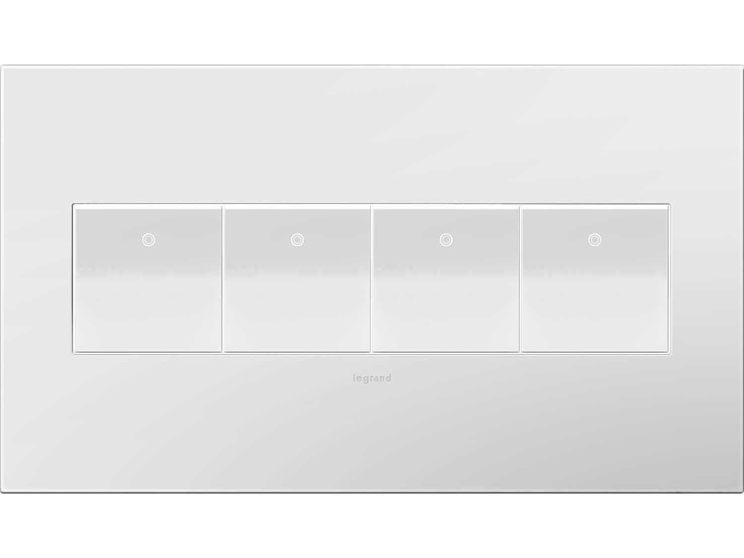 Legrand Plastics Gloss White-on-White Four-Gang Wall Plate