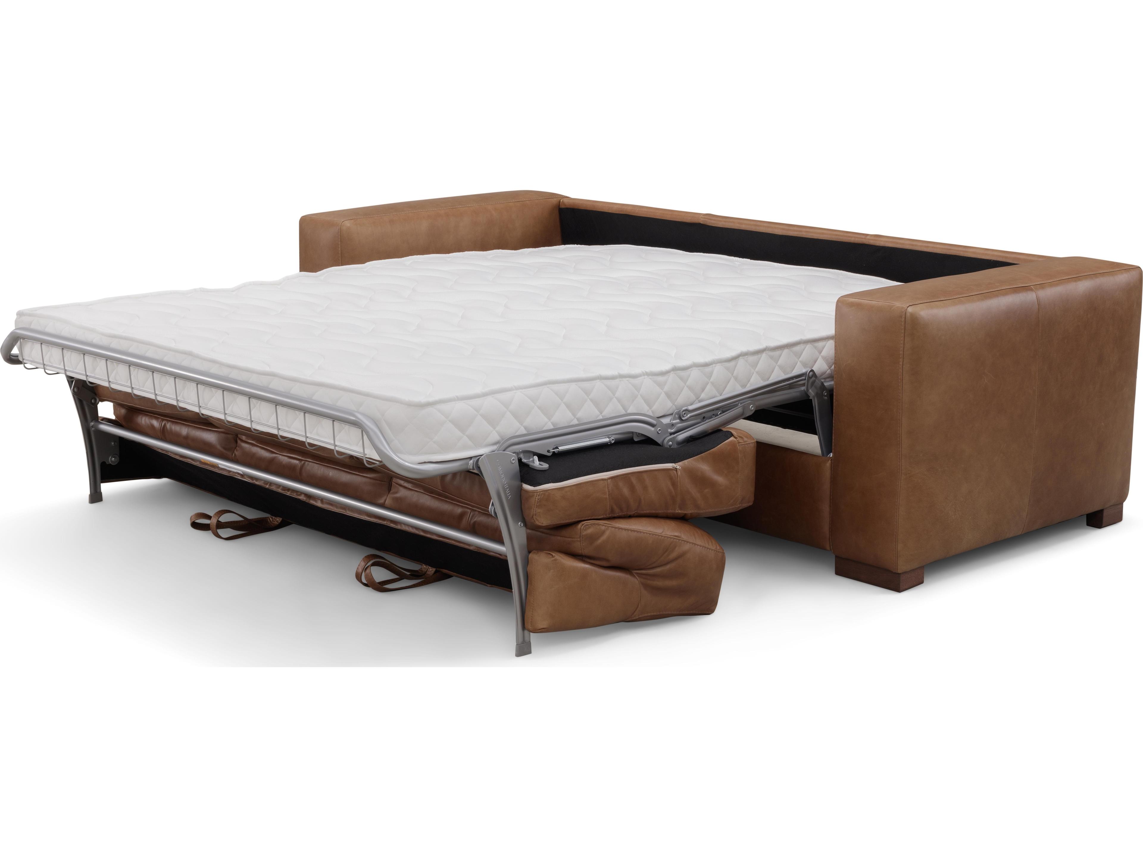 Leather Italia USA Inglewood Sofa - Queen Sleeper W- Mattress B5800A Vintage Brown Derby