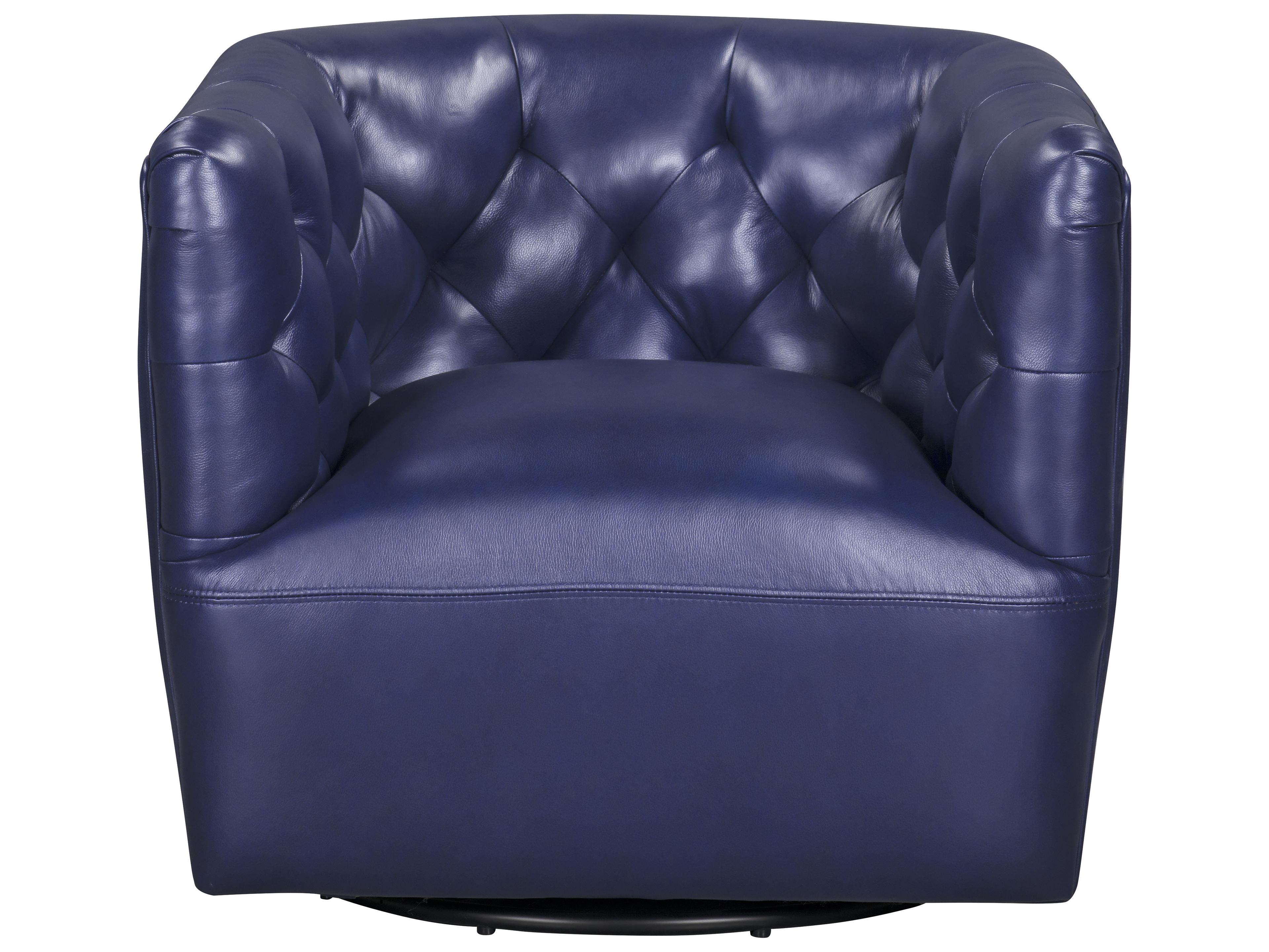 Leather Italia USA Mira Chair - 360 Swivel 7469S Blue Leather