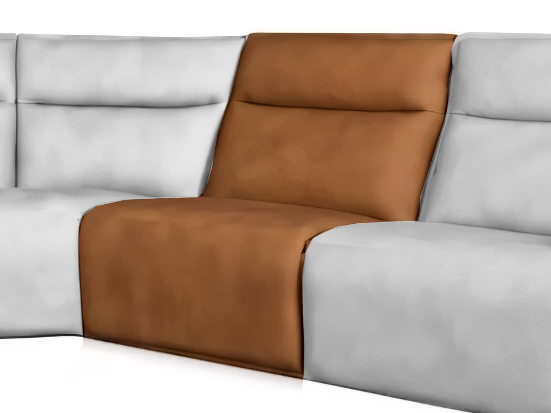 Leather Italia USA Adell Sectional - Armless Chair Powered 4273Lv Saddle