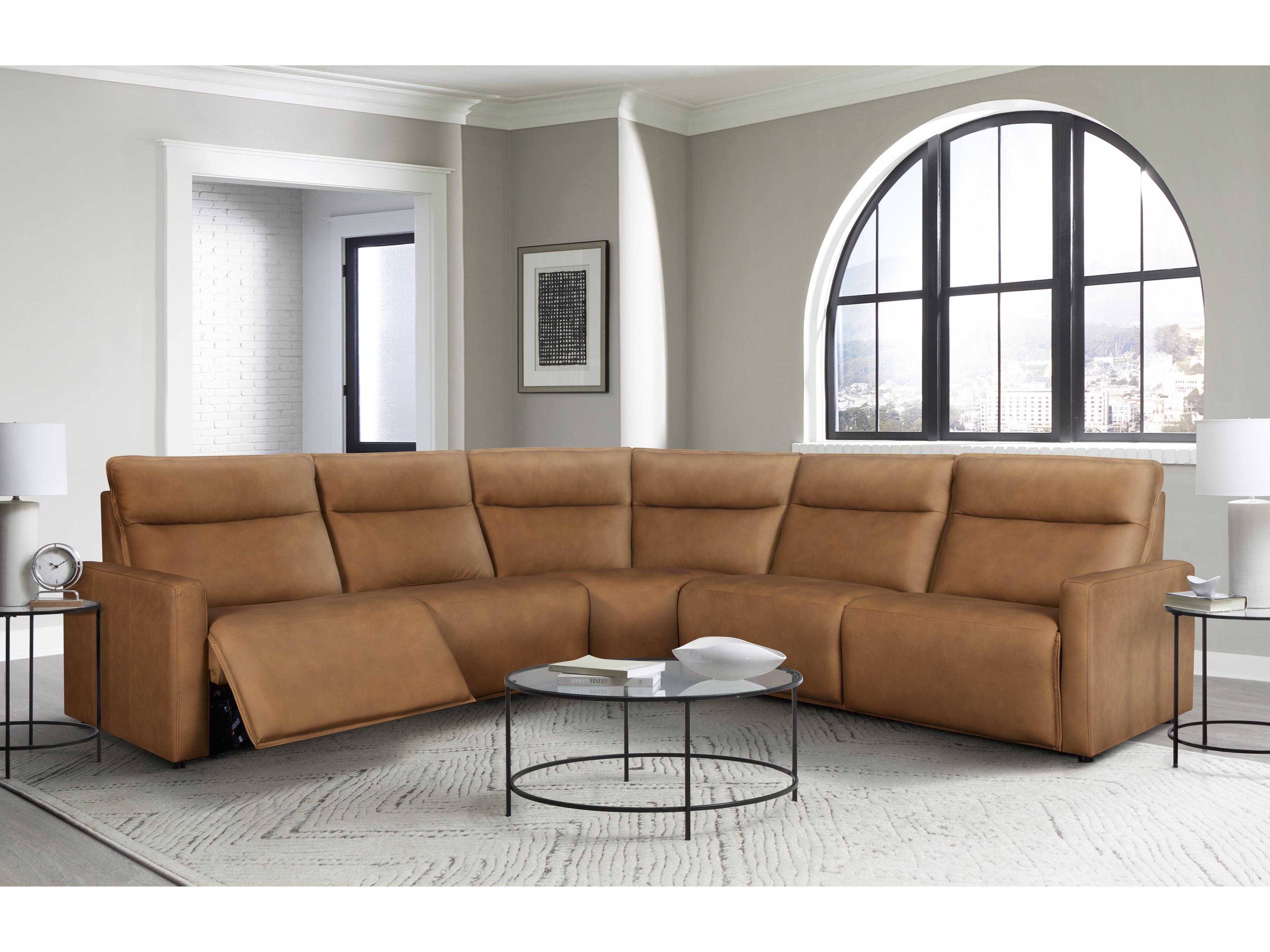 Leather Italia USA Adell Sectional - Raf One Arm Chair Powered 4273Lv Saddle