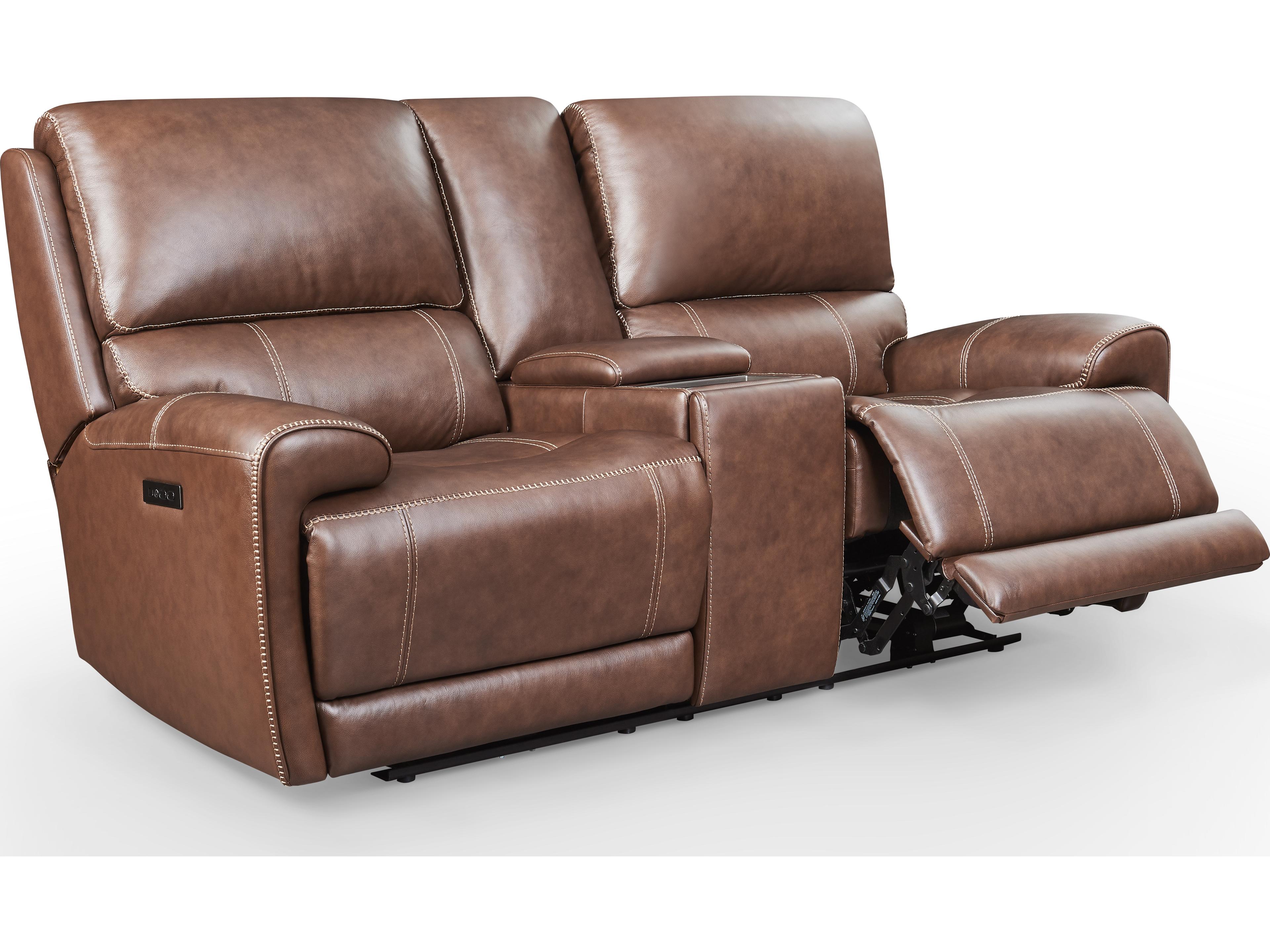 Leather Italia USA Highland Loveseat - Console - P2 - Zg 7463 Brown Coffee