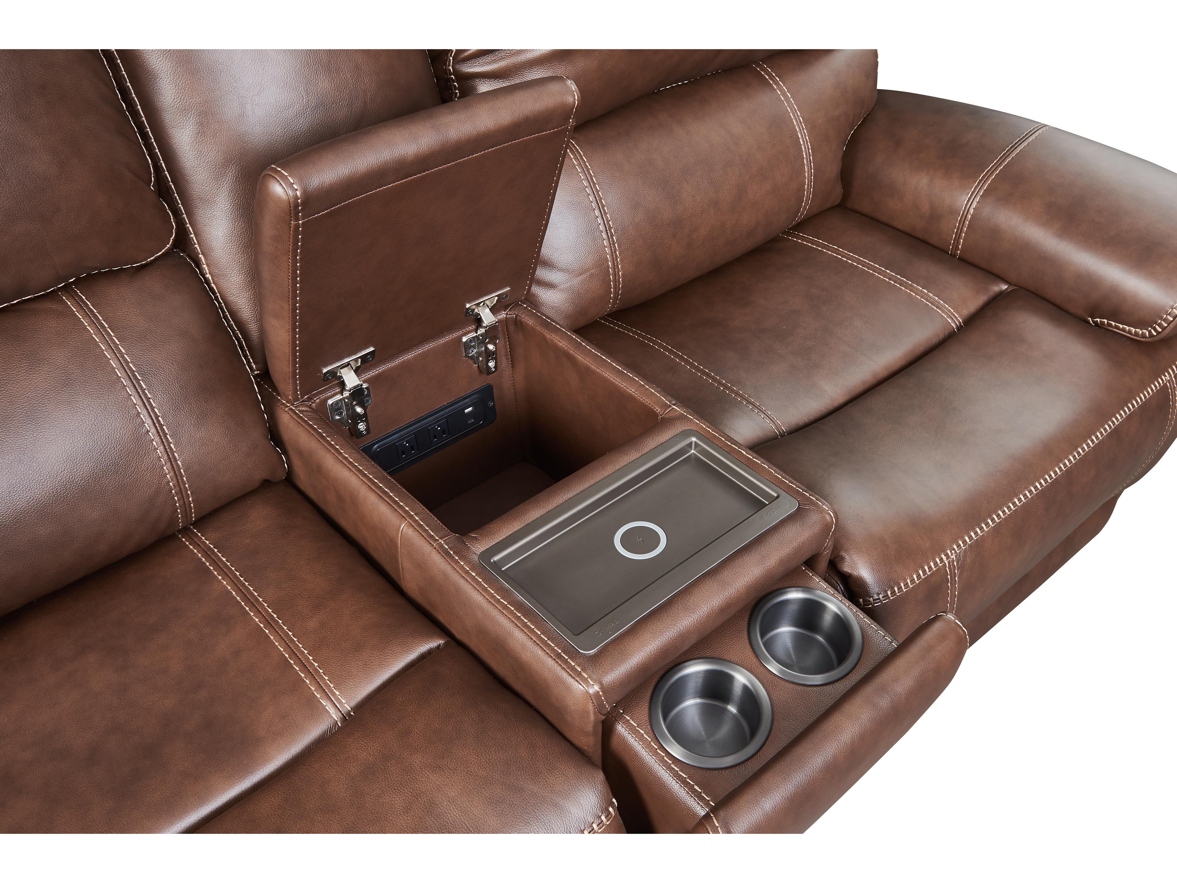 Leather Italia USA Highland Loveseat - Console - P2 - Zg 7463 Brown Coffee