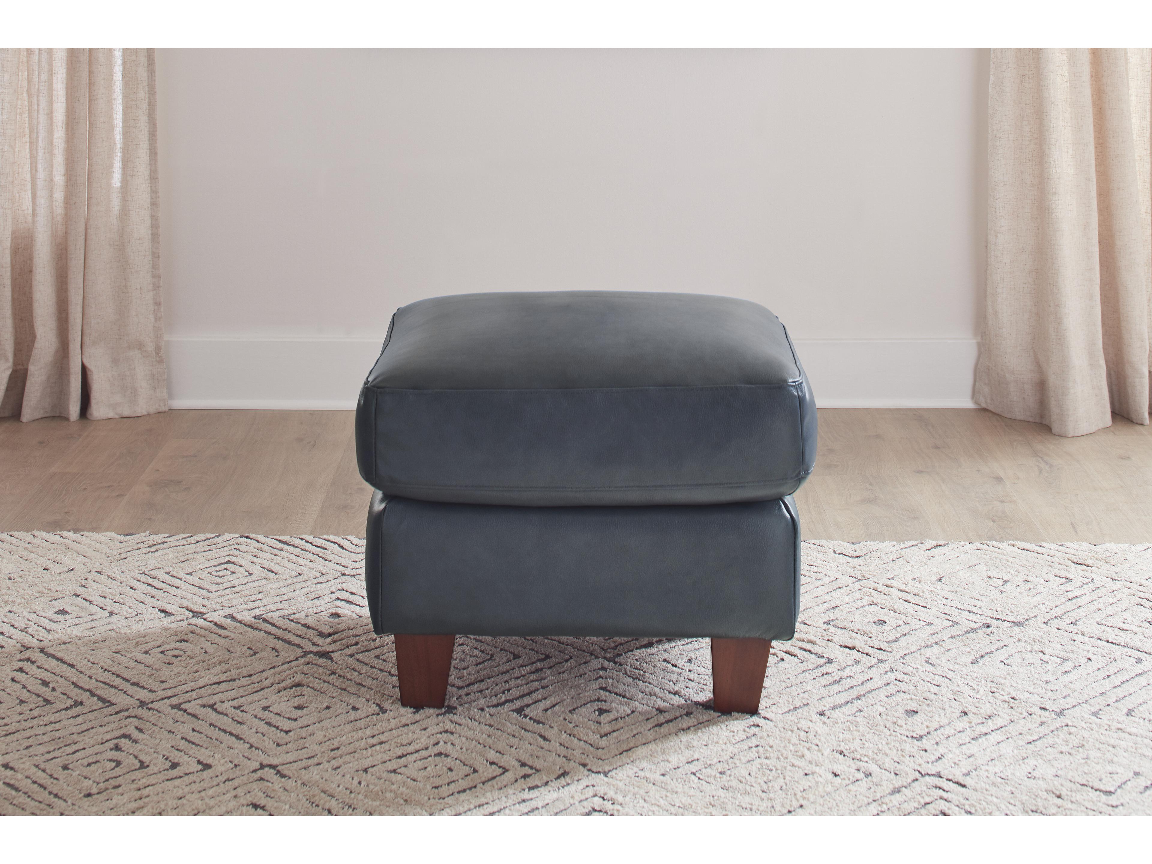 Leather Italia USA Traverse Ottoman 177147 Ocean Blue Leather