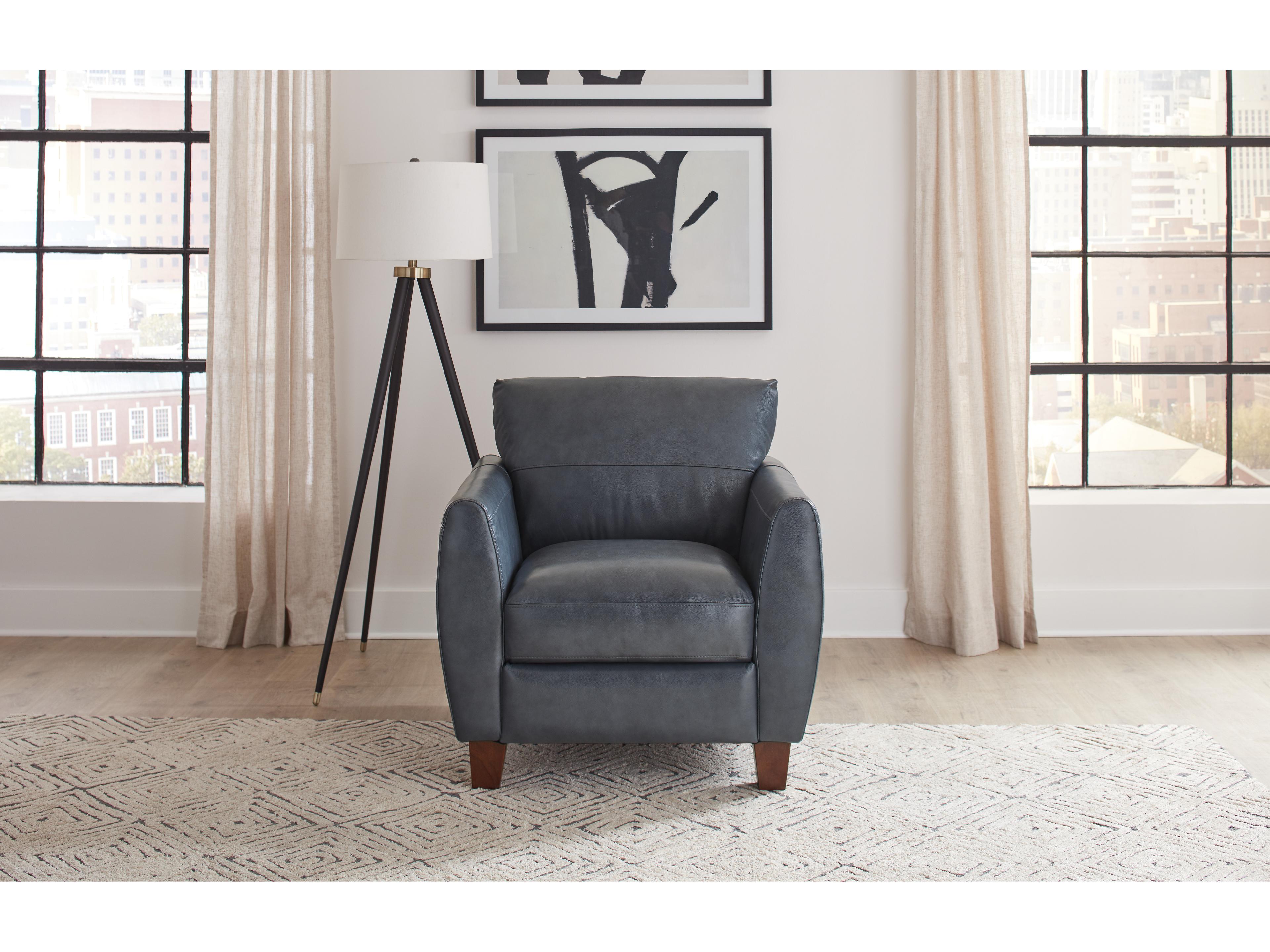 Leather Italia USA Traverse Chair 177147 Ocean Blue Leather -