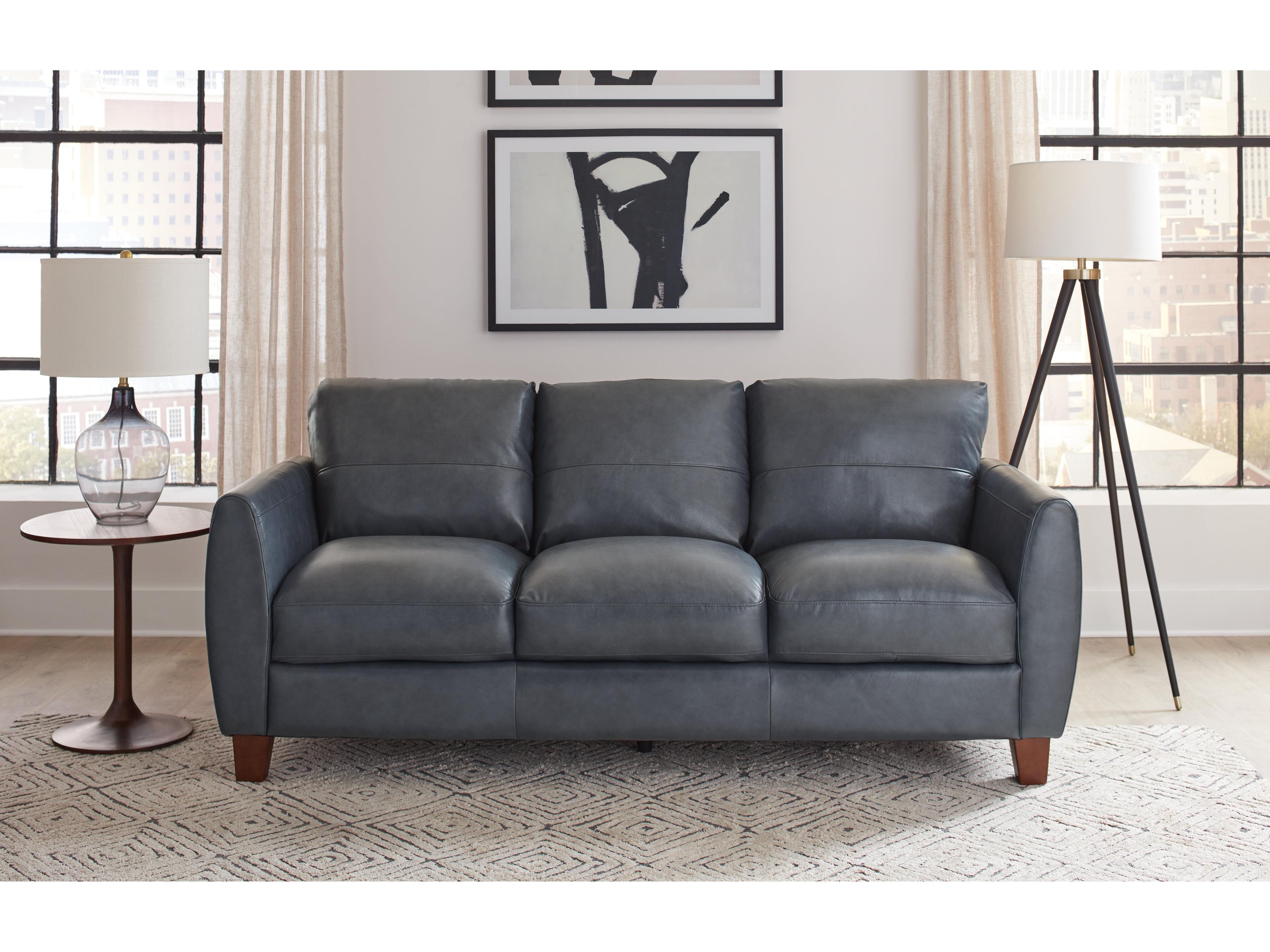 Leather Italia USA Traverse Sofa 177147 Ocean Blue Leather - S