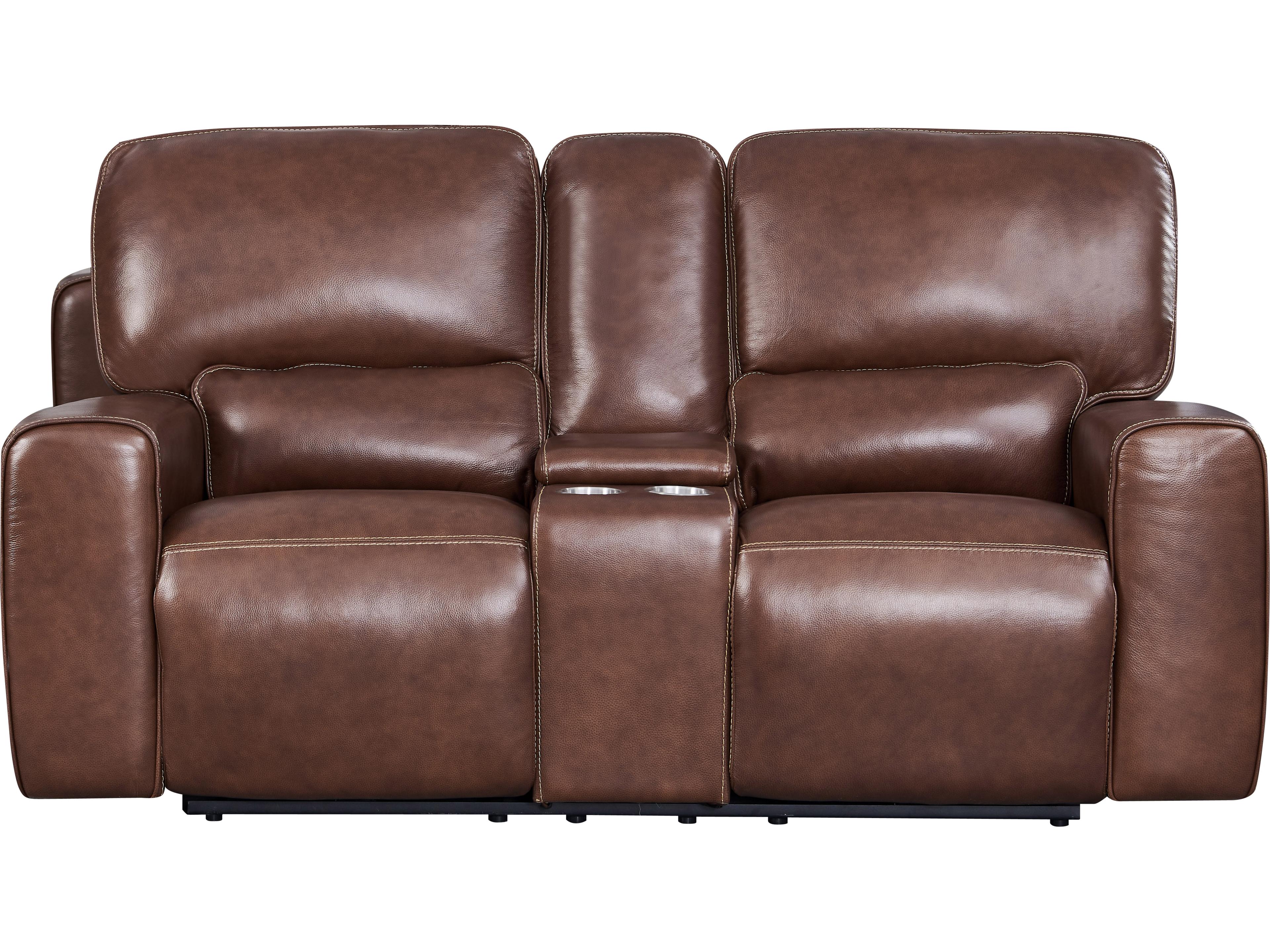 Leather Italia USA Broadway Loveseat - Console 2P 8540Lv Brown