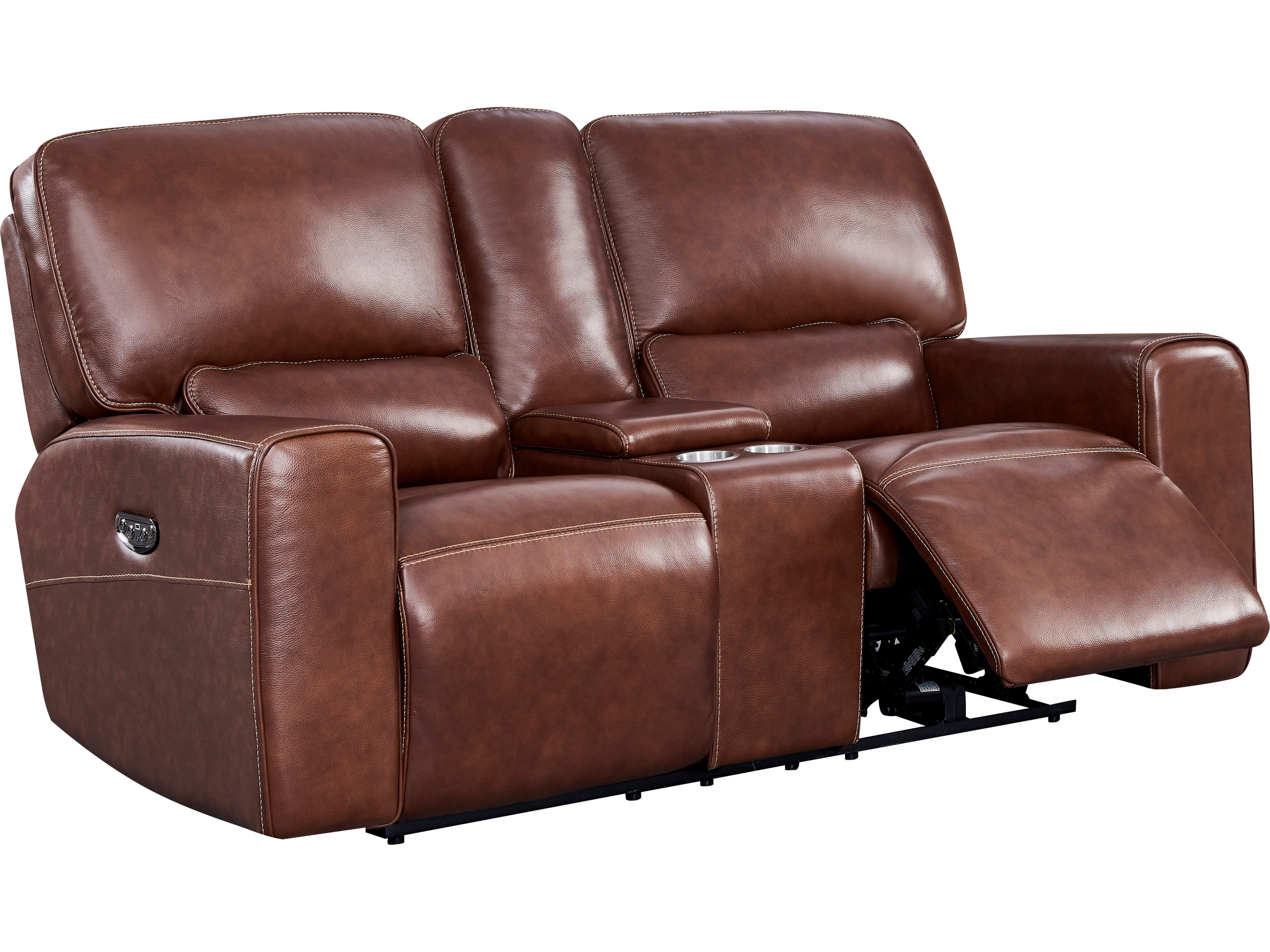 Leather Italia USA Broadway Loveseat - Console 2P 8540Lv Brown