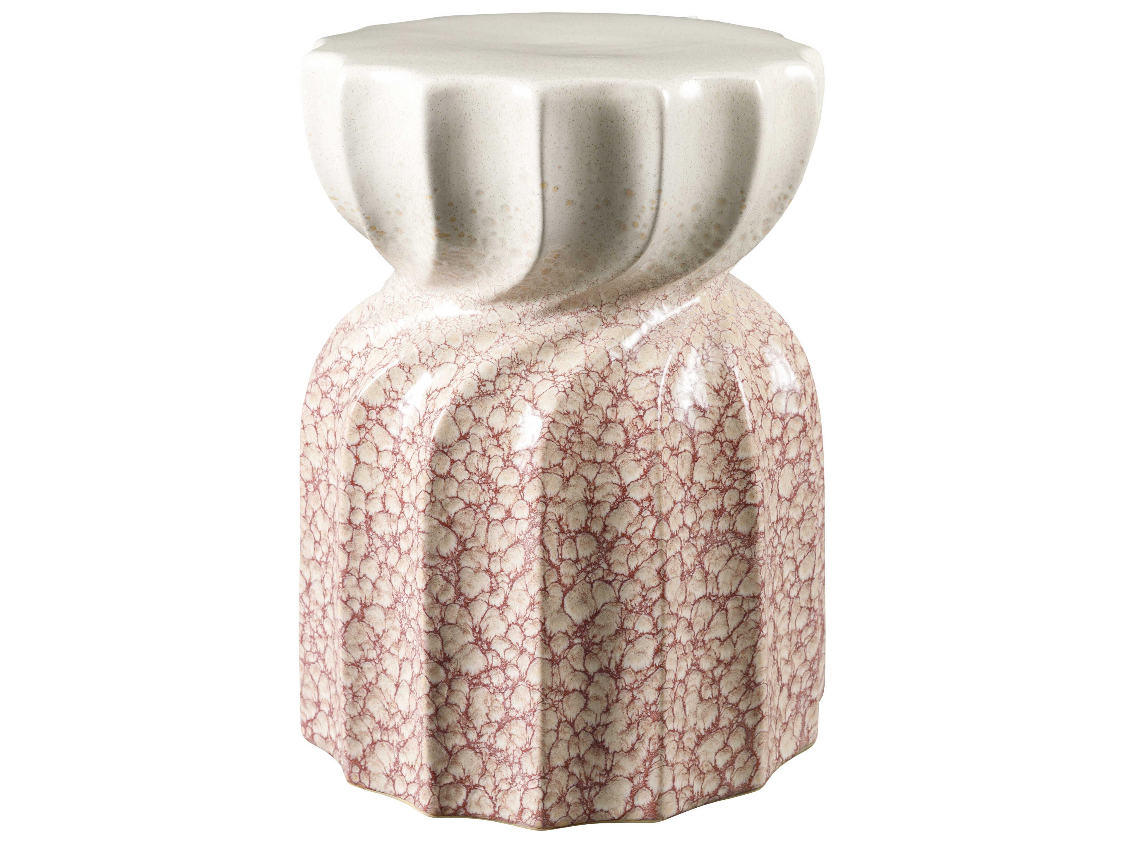 Livabliss by Surya Alexia Coral Cream Pink Garden Stool