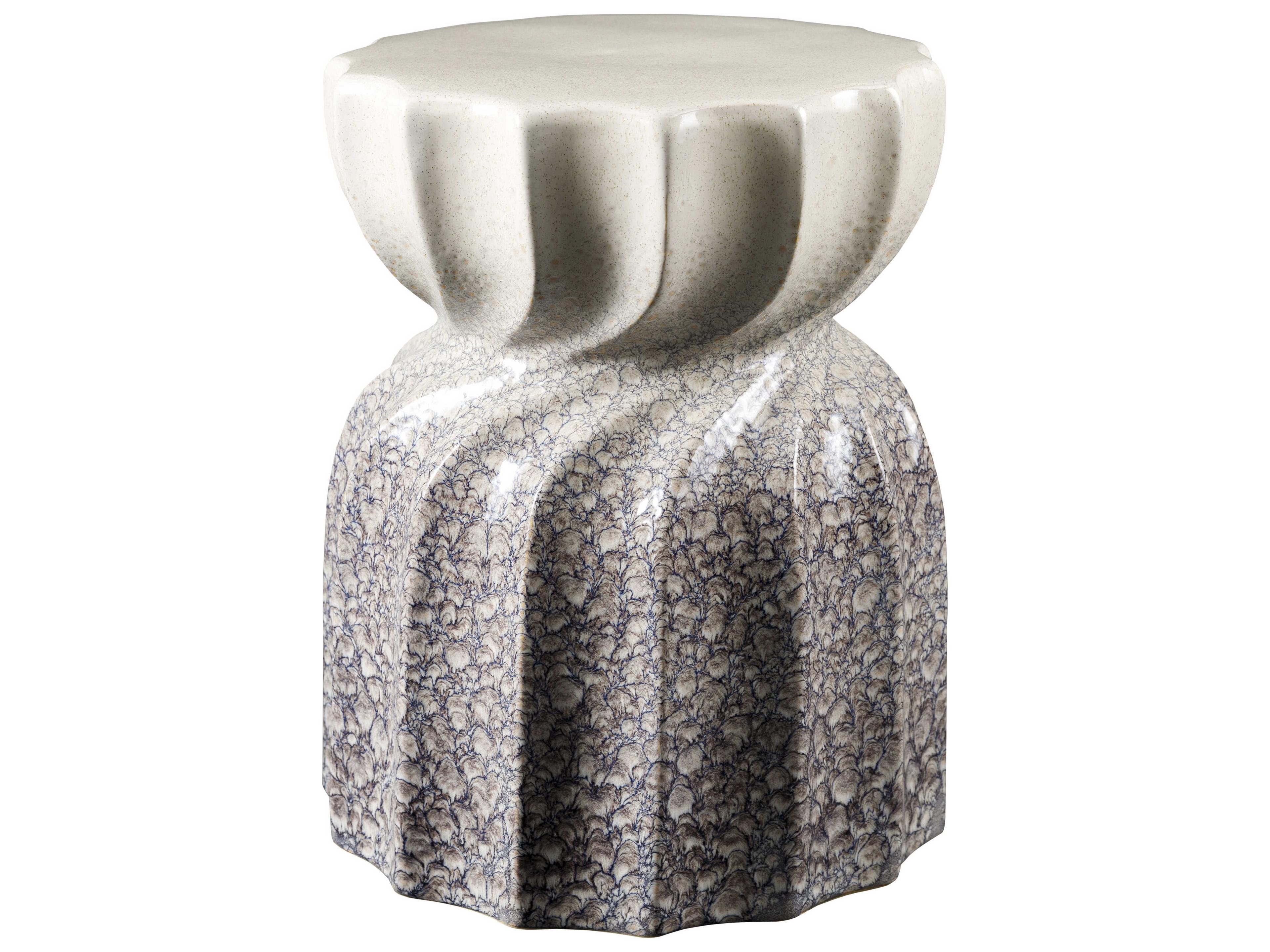 Livabliss by Surya Alexia Blue Cream Garden Stool