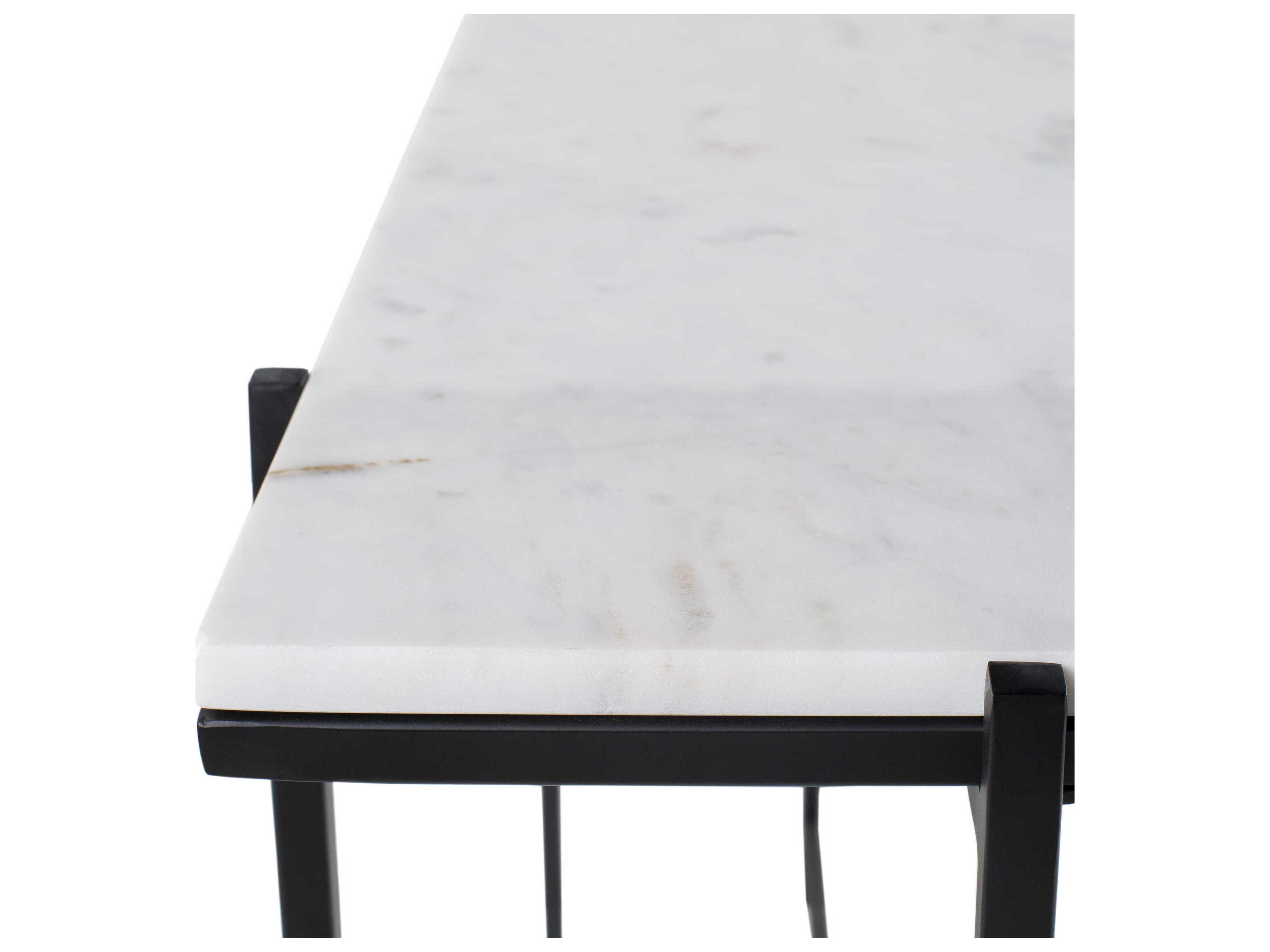 Livabliss by Surya Anaya Rectangular Marble White Black Console Table