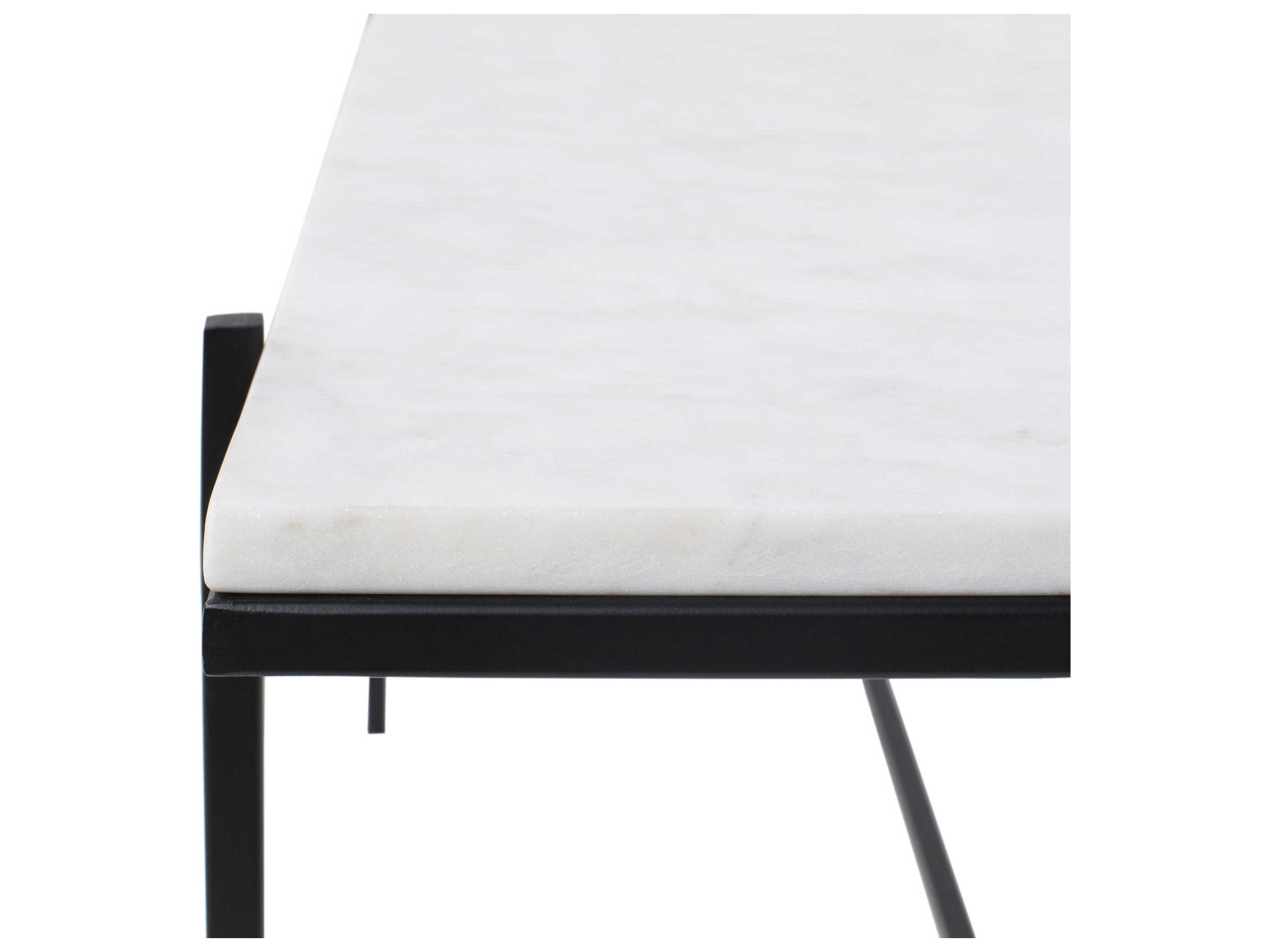Livabliss by Surya Anaya Rectangular Marble White Black Coffee Table