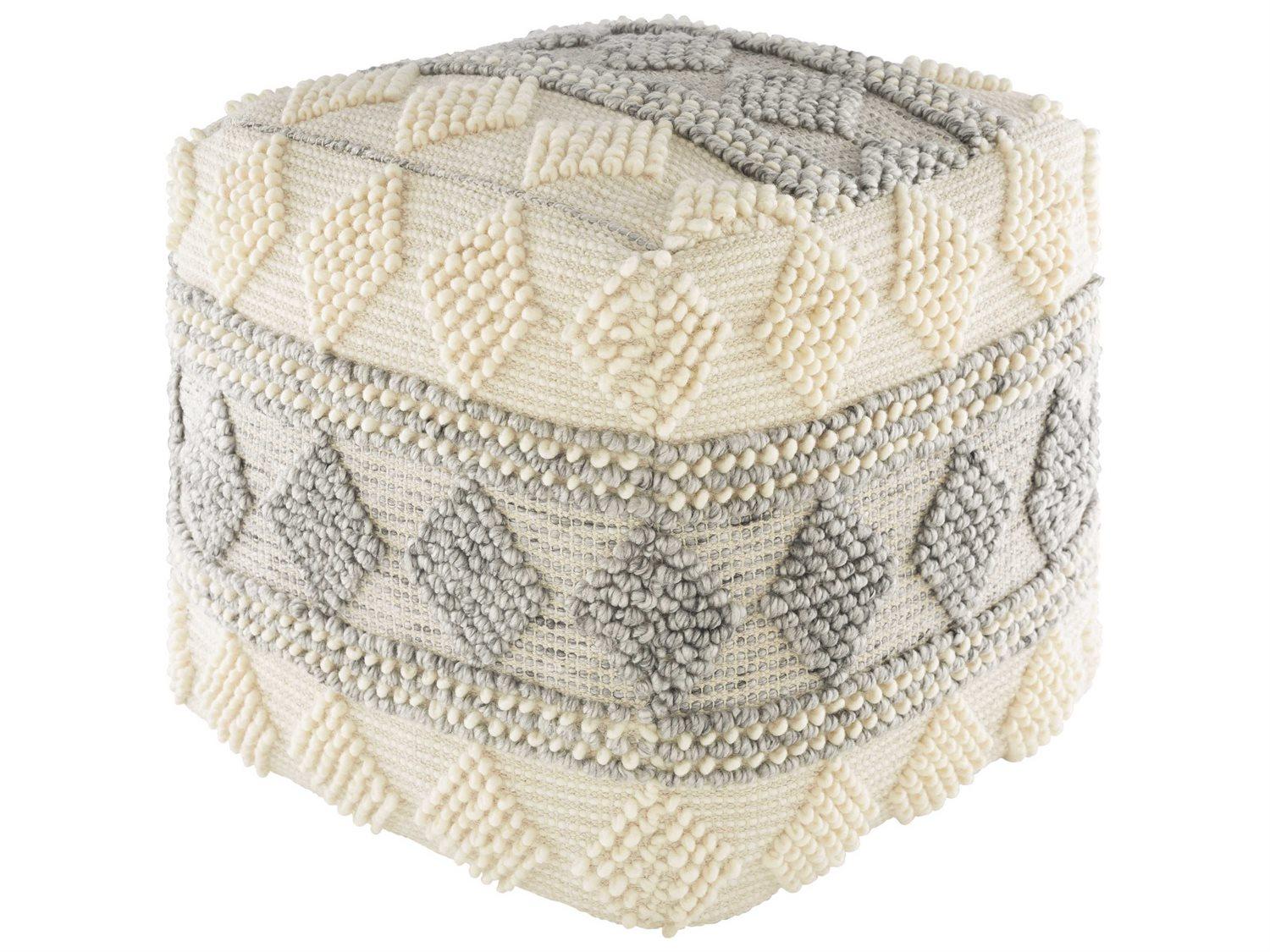 Livabliss by Surya Anders Gray Cream Khaki Brown Upholstered Ottoman