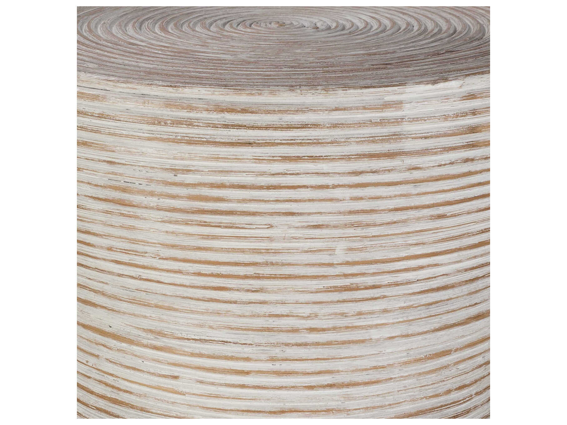 Livabliss by Surya Balinese Round Rattan White End Table