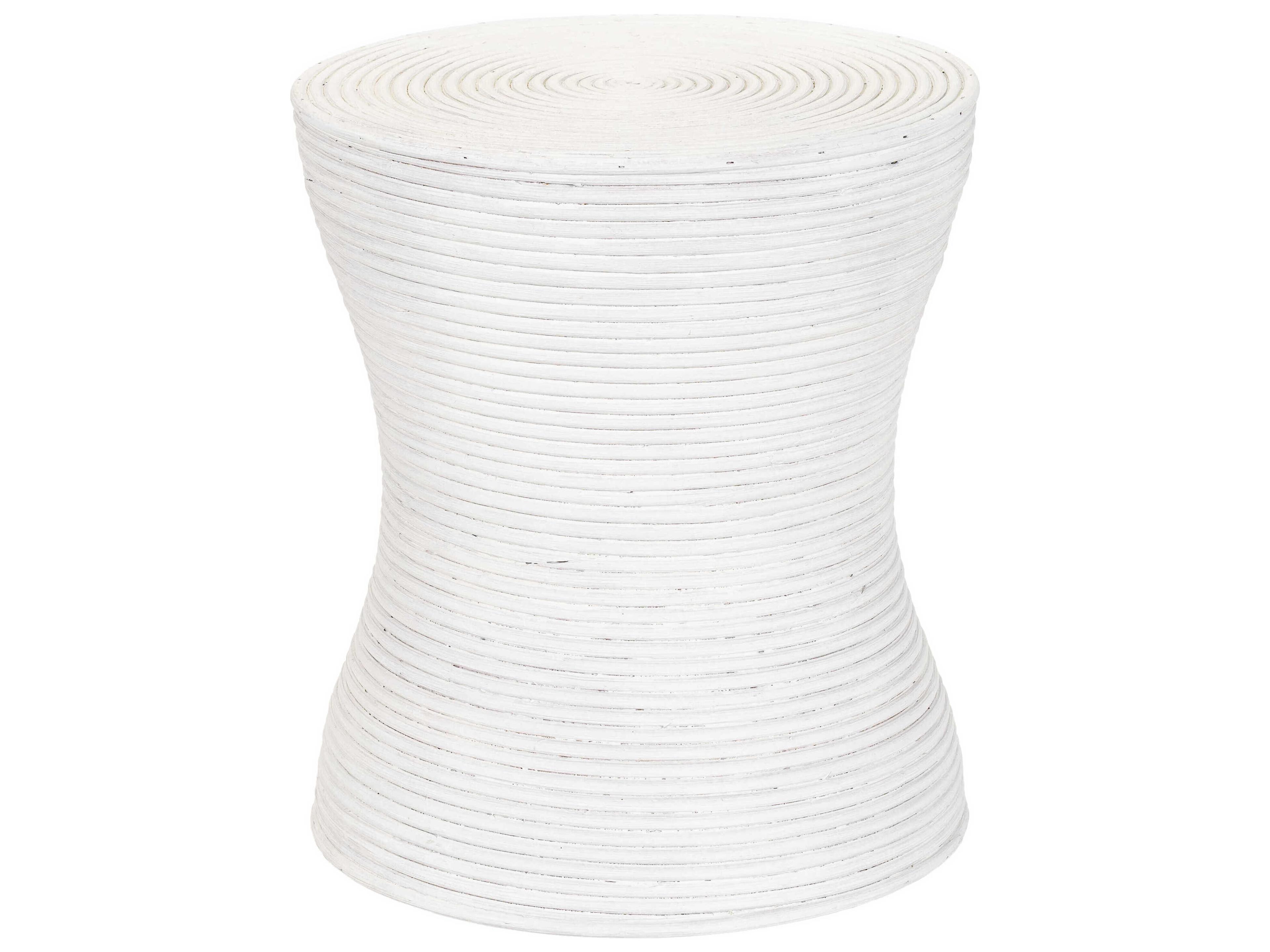 Livabliss by Surya Balinese Round Wicker White End Table