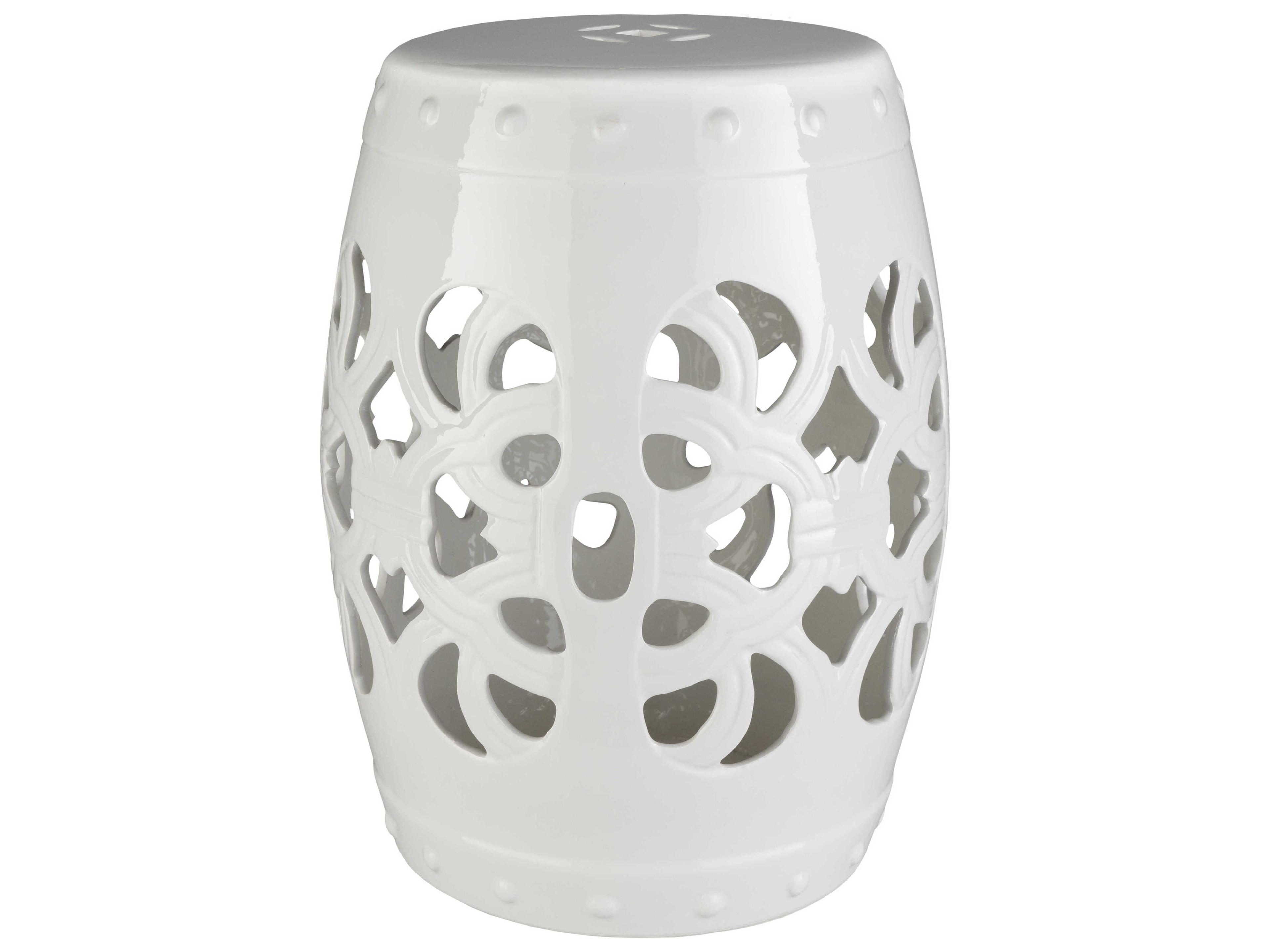 Livabliss by Surya Brinnon White Garden Stool