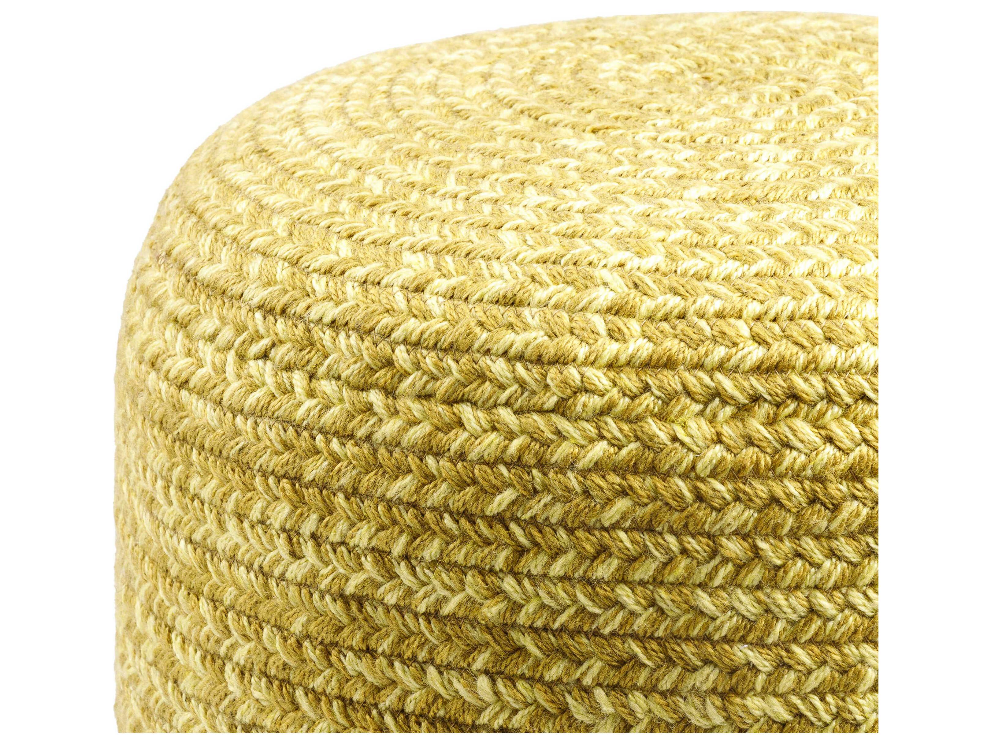 Livabliss by Surya Entwined Goldenrod Yellow Upholstered Pouf