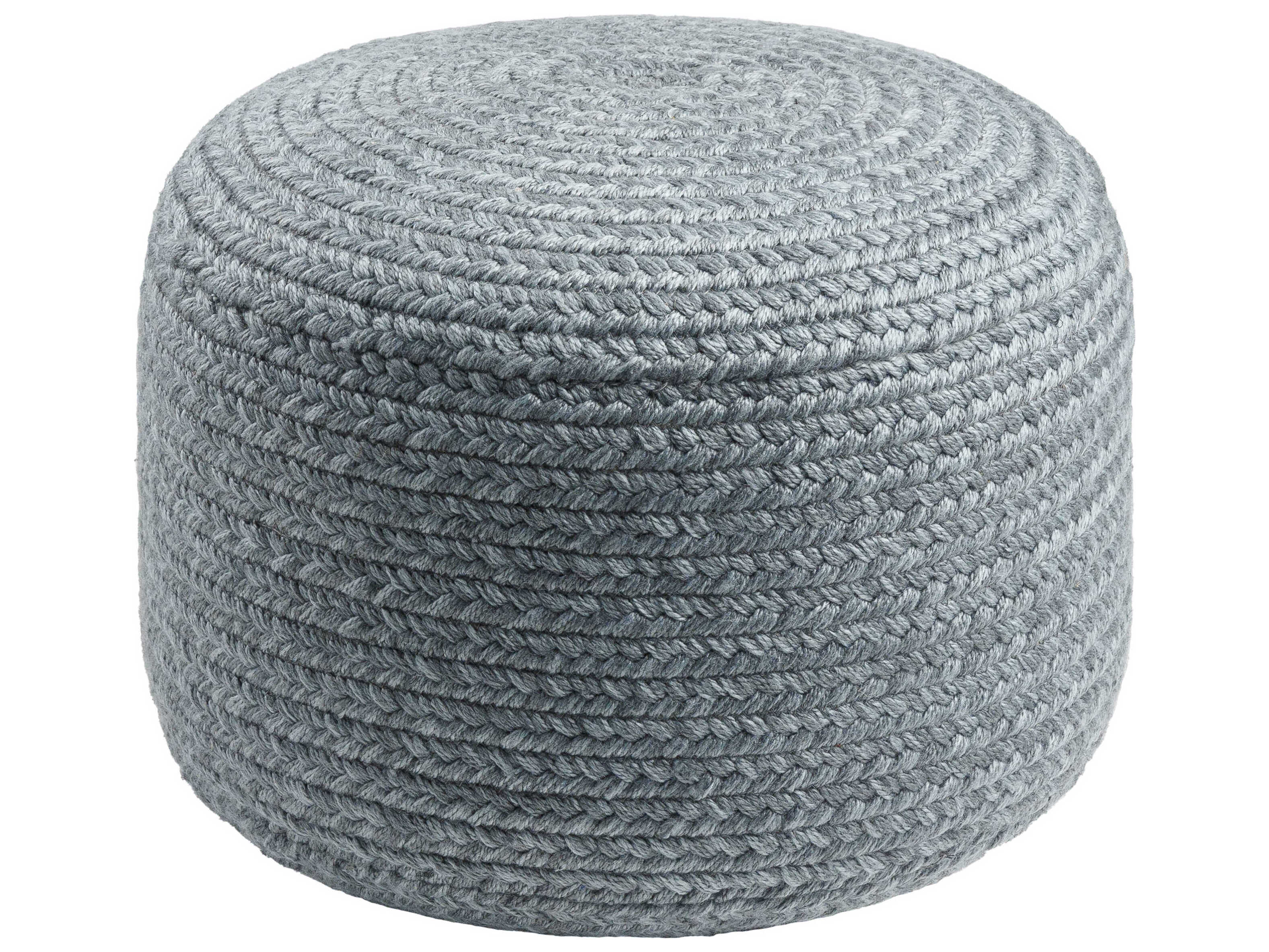 Livabliss by Surya Entwined Charcoal Gray Upholstered Pouf