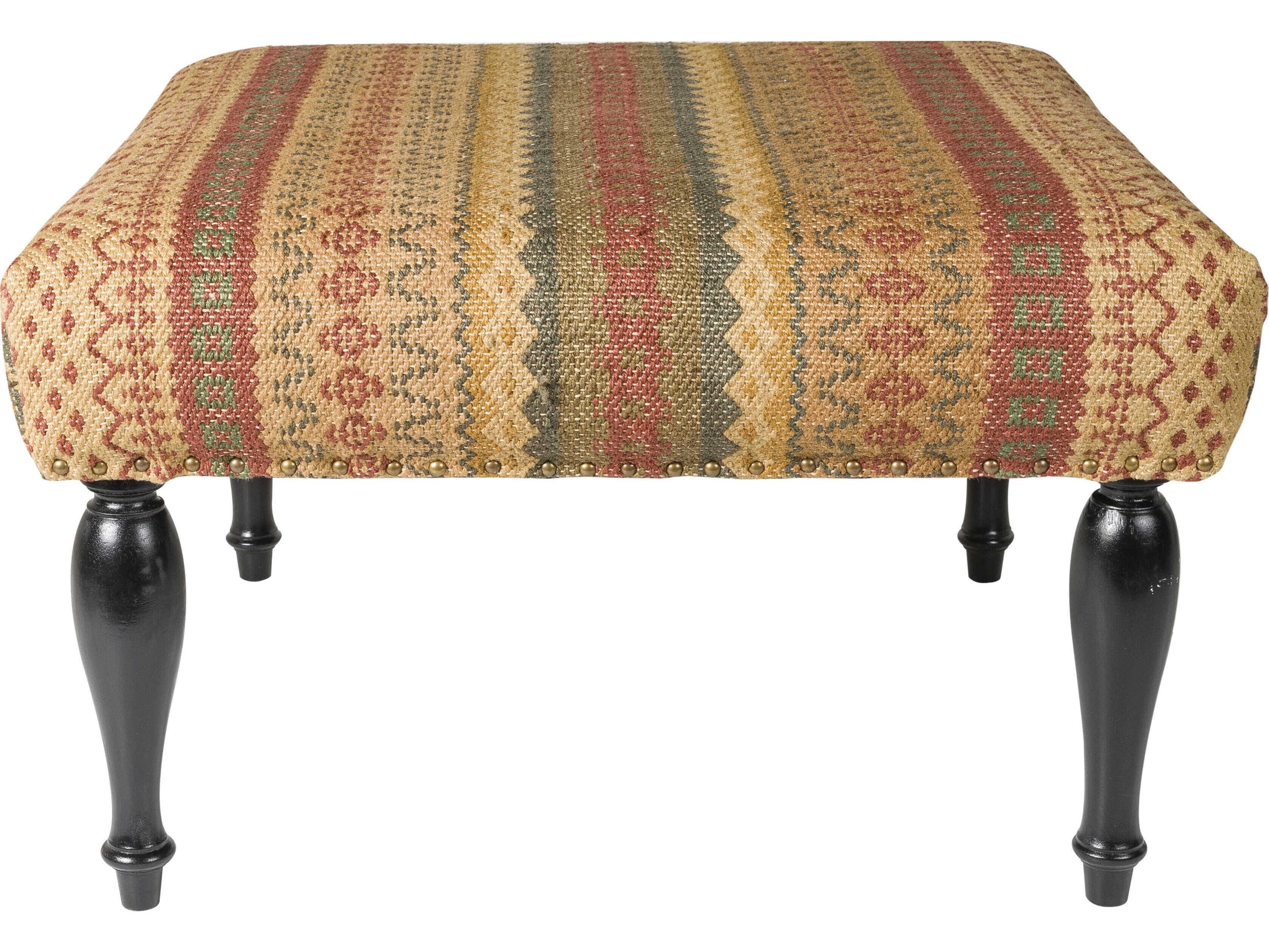 Livabliss by Surya Nicholson Camel Black Brown Upholstered Ottoman