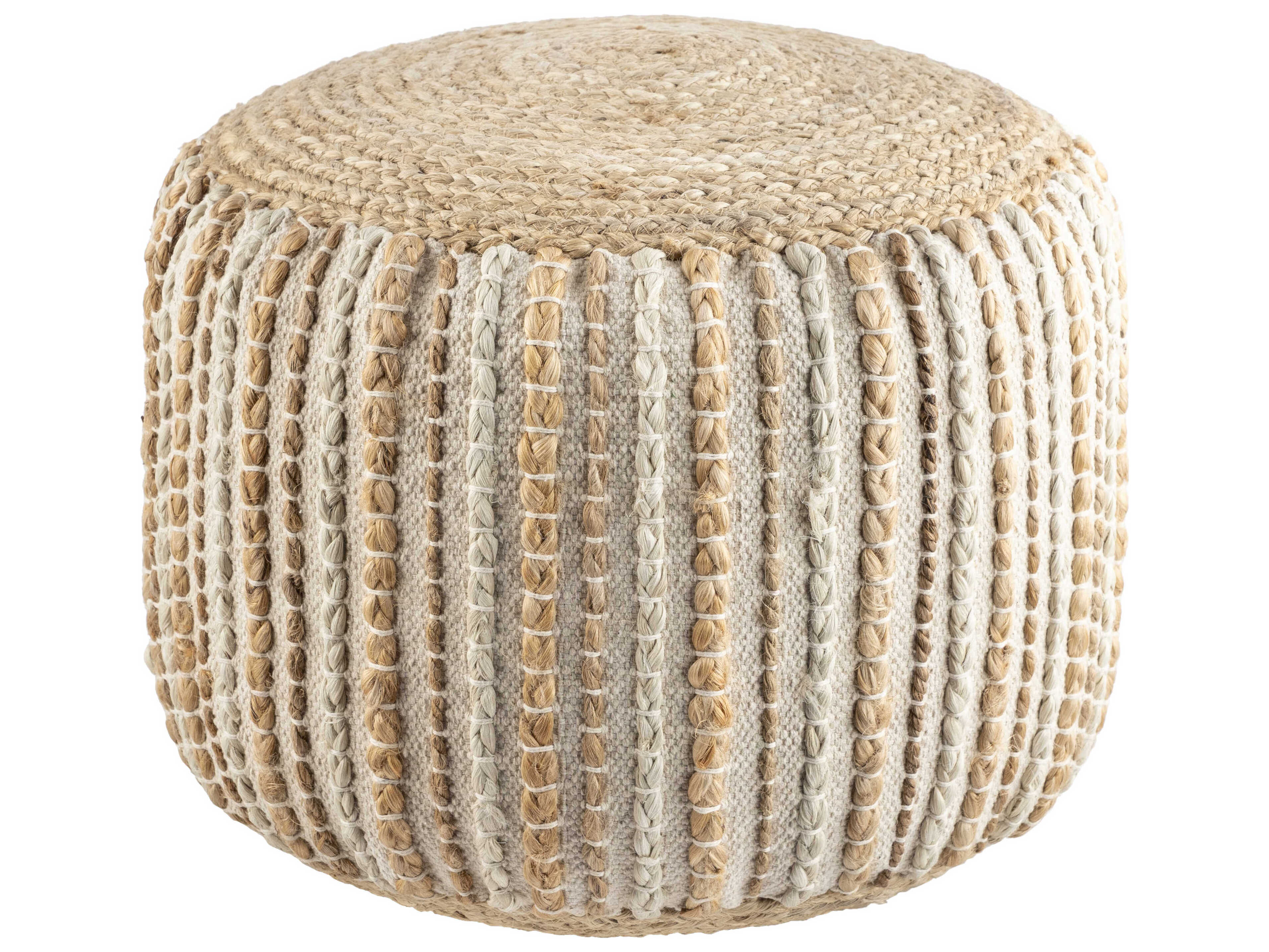Livabliss by Surya Genova Beige Upholstered Pouf