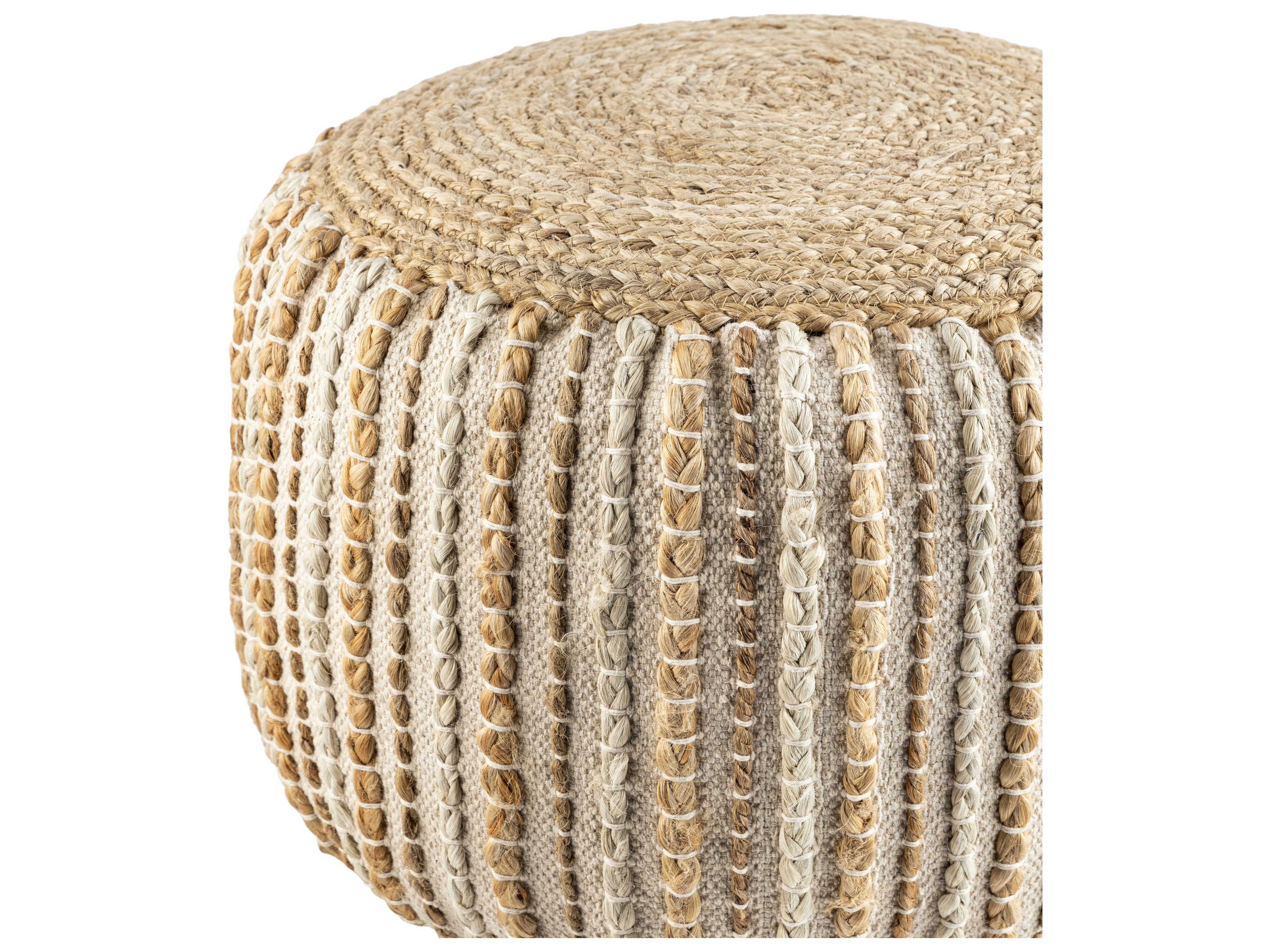 Livabliss by Surya Genova Beige Upholstered Pouf