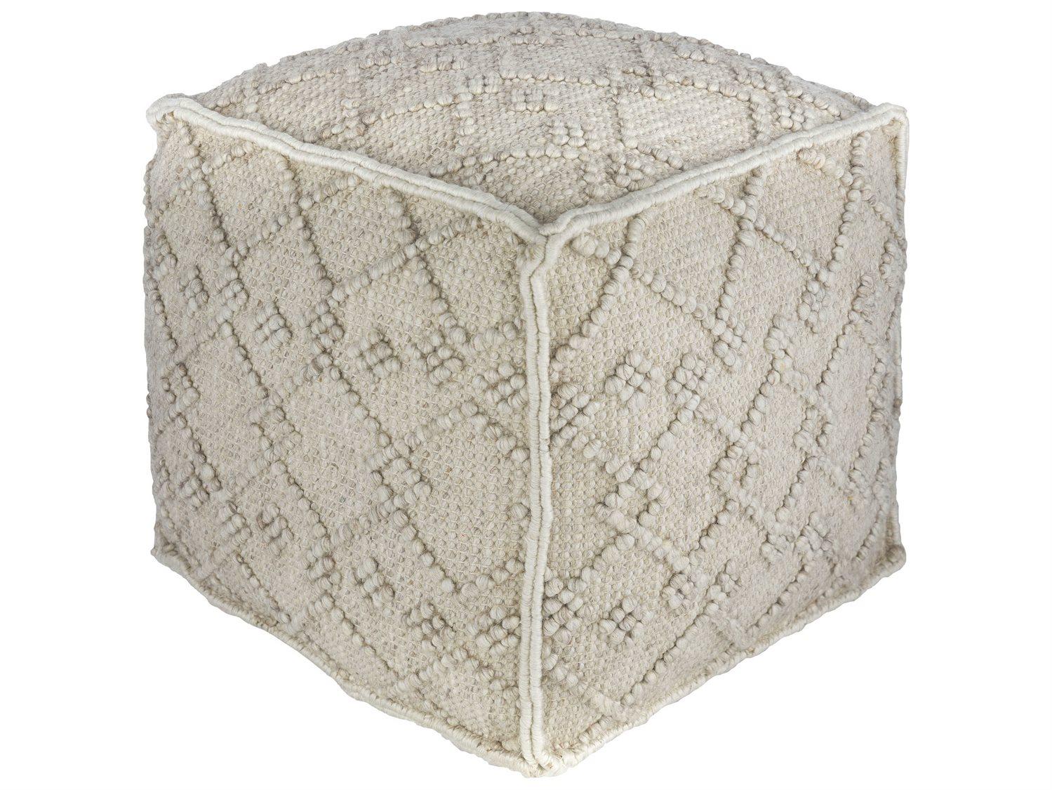 Livabliss by Surya Hygge White Charcoal Gray Upholstered Ottoman