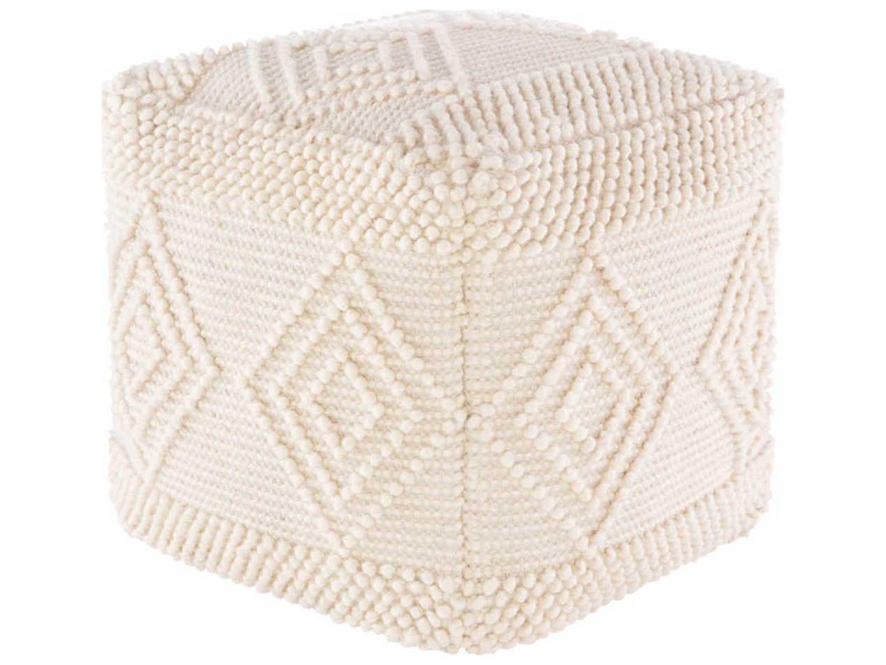 Livabliss by Surya Hygge Charcoal White Gray Upholstered Ottoman