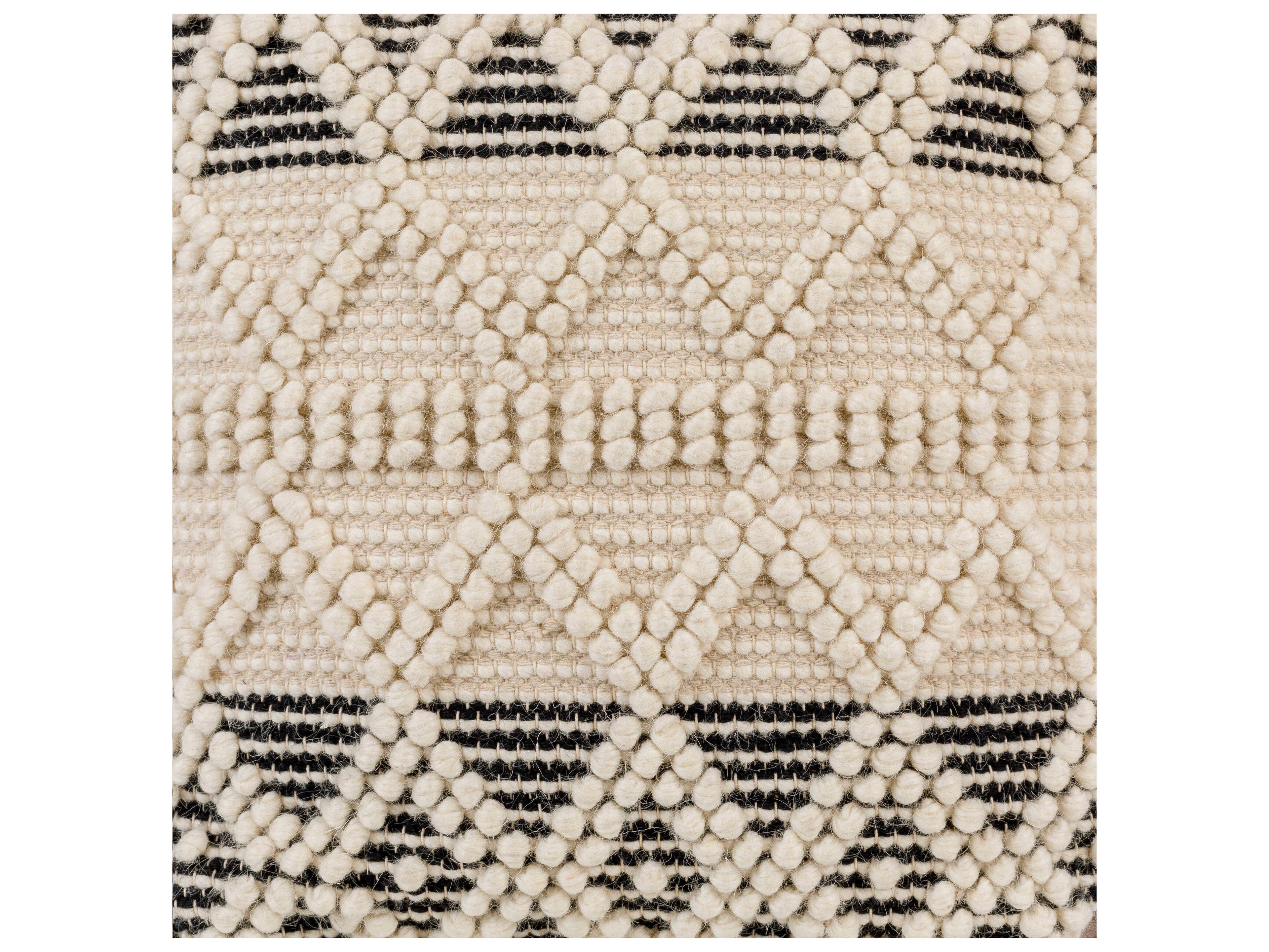 Livabliss by Surya Hygge Black Cream Upholstered Ottoman