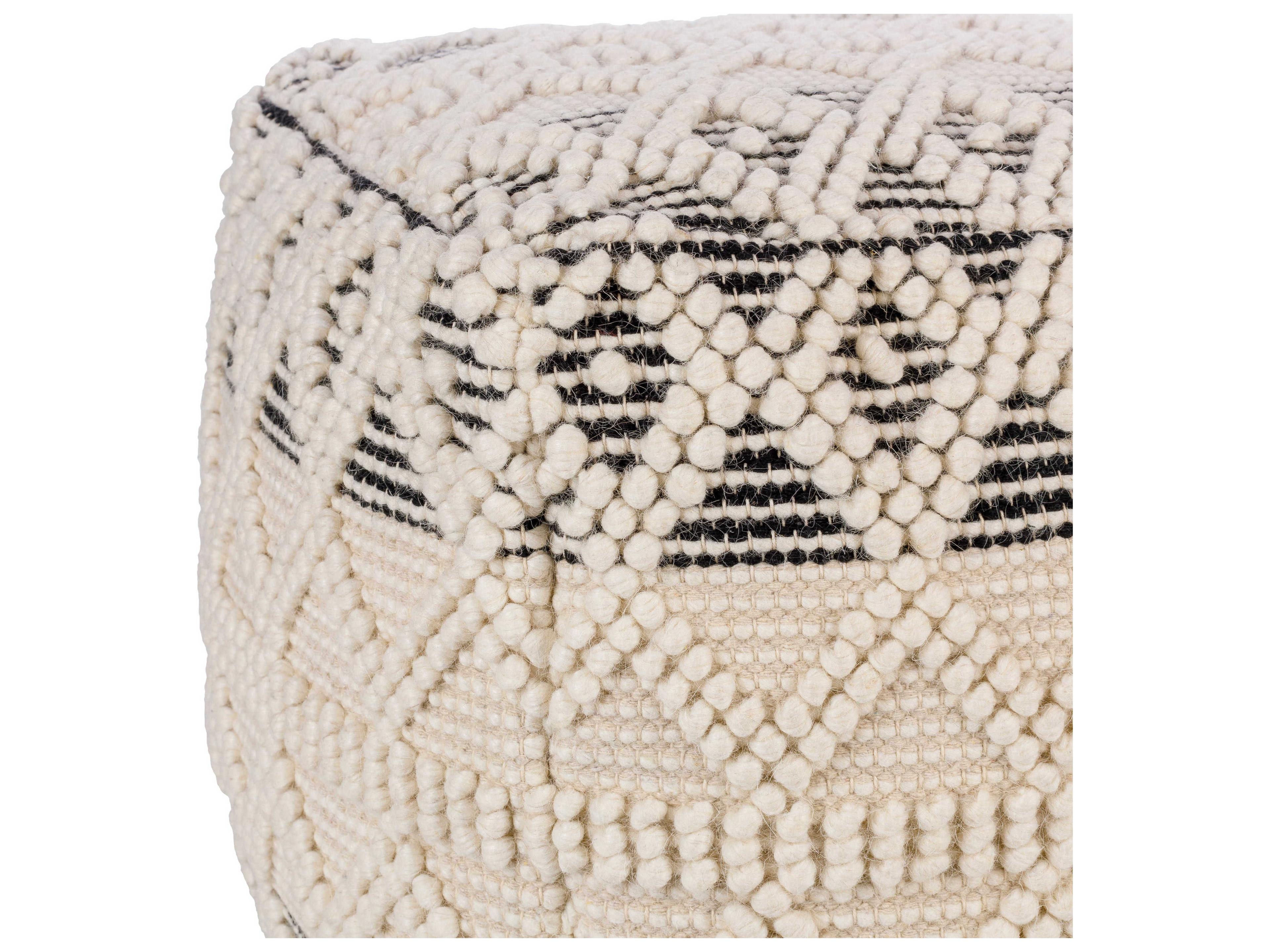 Livabliss by Surya Hygge Black Cream Upholstered Ottoman