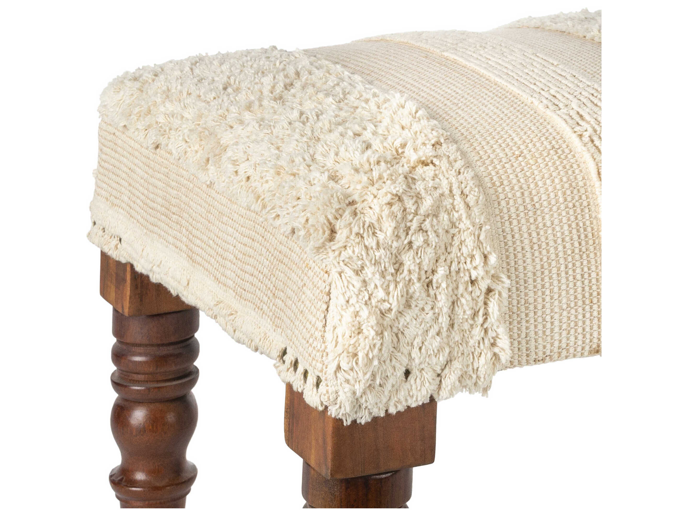 Livabliss by Surya Haarlem Brown Cream Upholstered Accent Bench