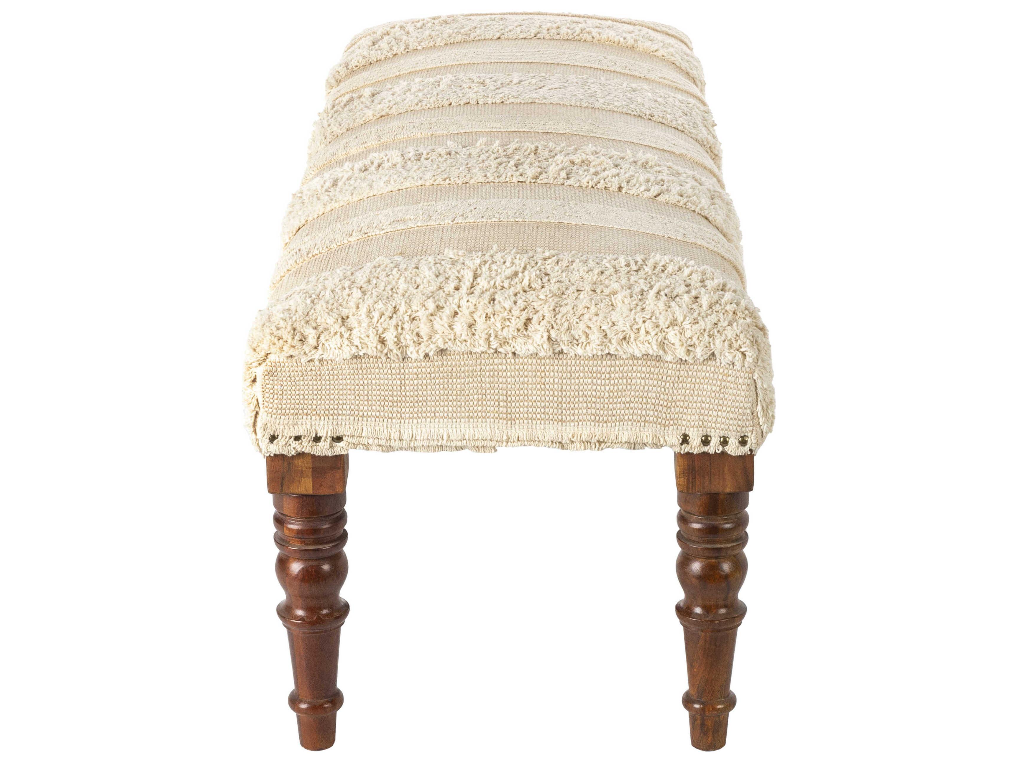 Livabliss by Surya Haarlem Brown Cream Upholstered Accent Bench